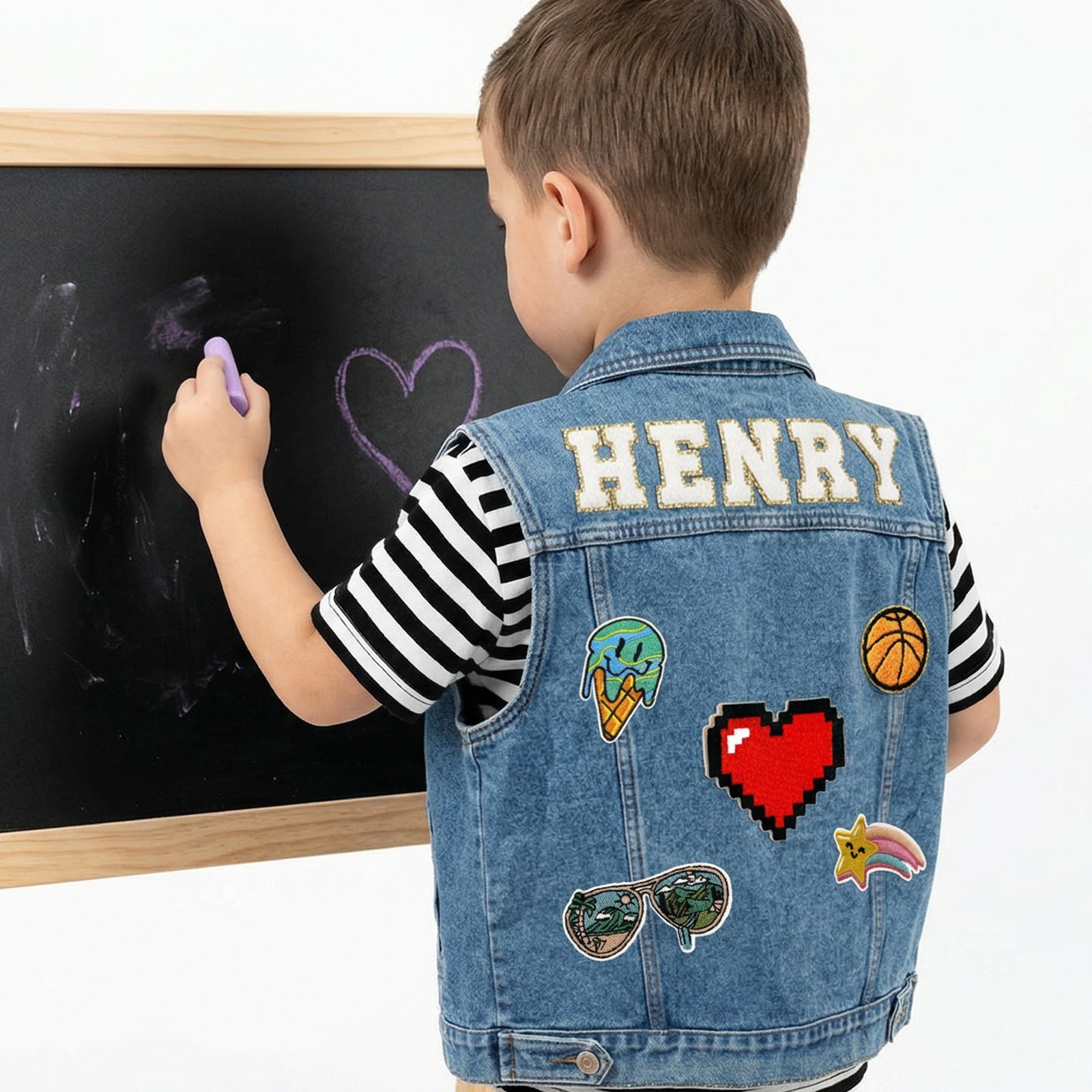 Personalized Children Patch Denim Vest - Sokidsun