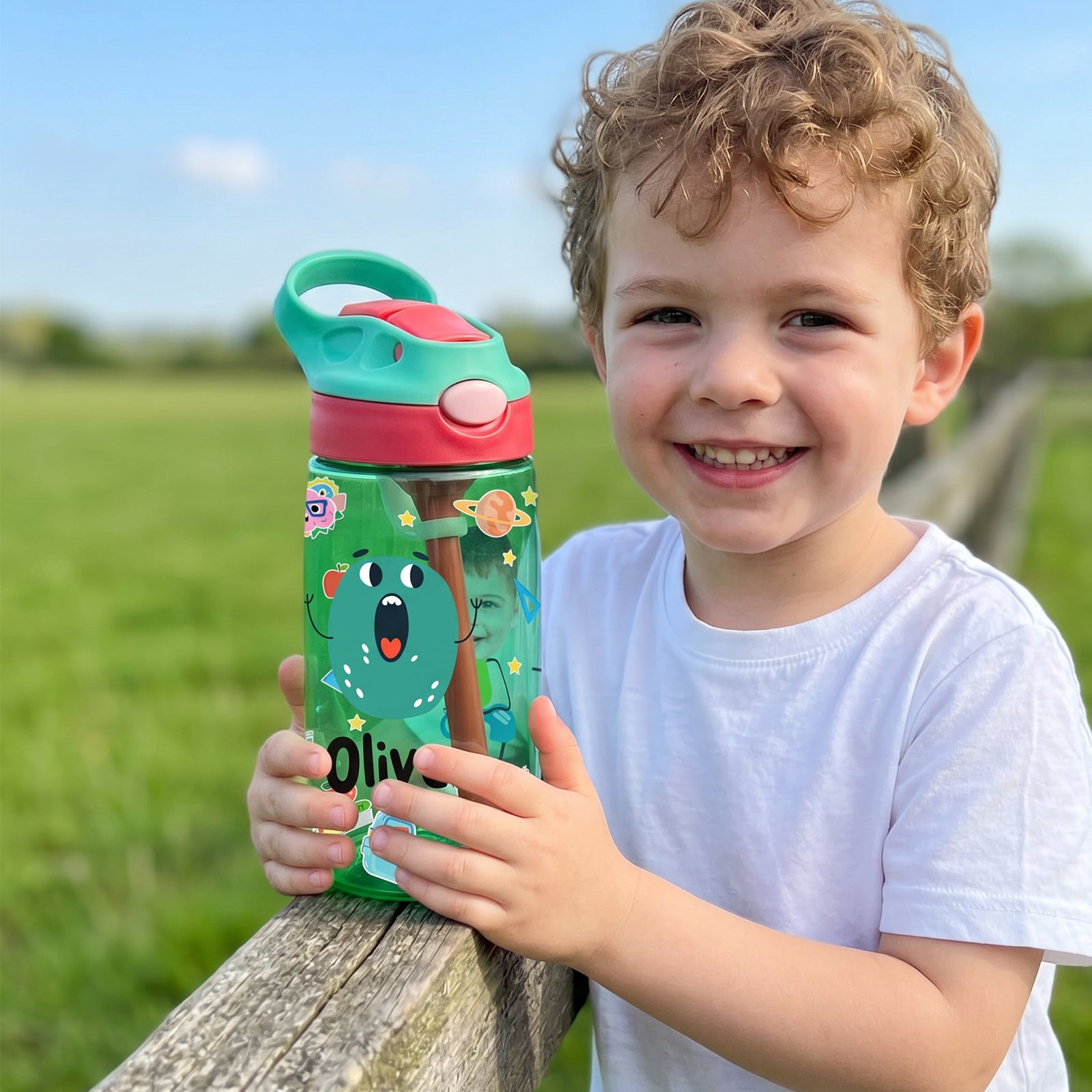 Personalized Kids Cartoon Photo Water Bottle