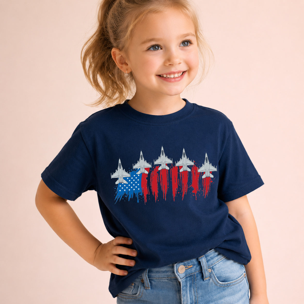 America 250th Anniversary Fighter Jet Kids T-Shirt