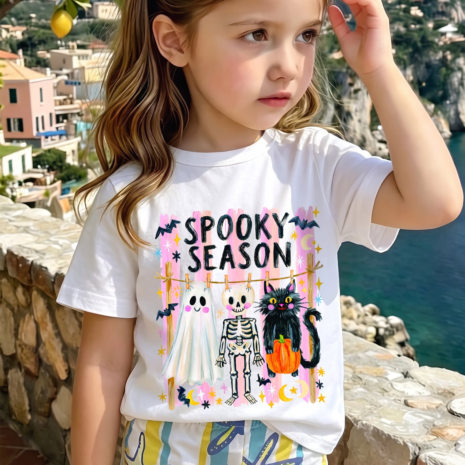 Personalized Kids Spooky Season Halloween Graphic T-Shirt