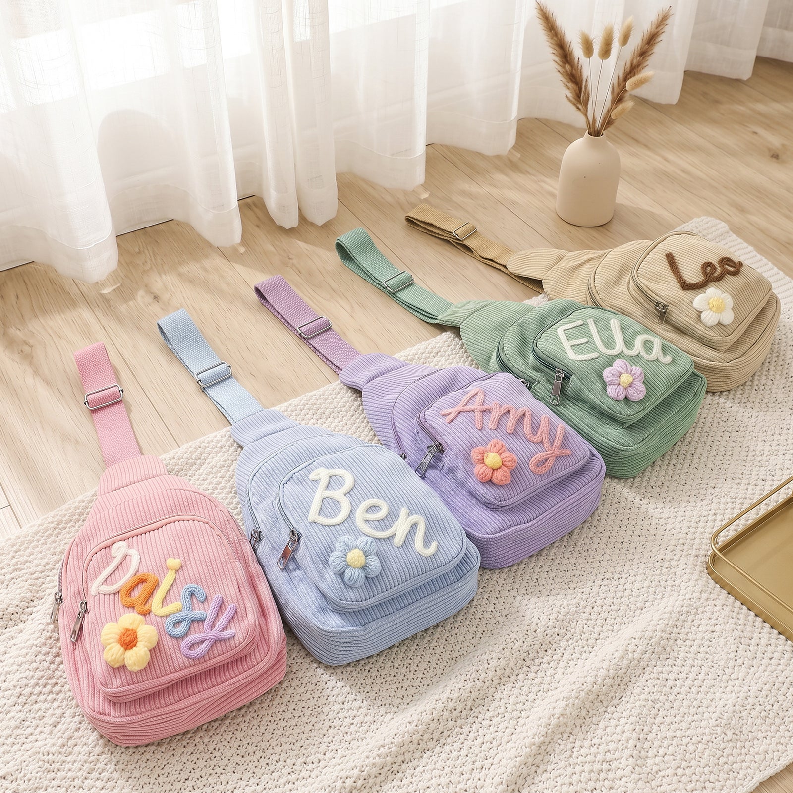 Personalized Kids Corduroy Sling Backpack