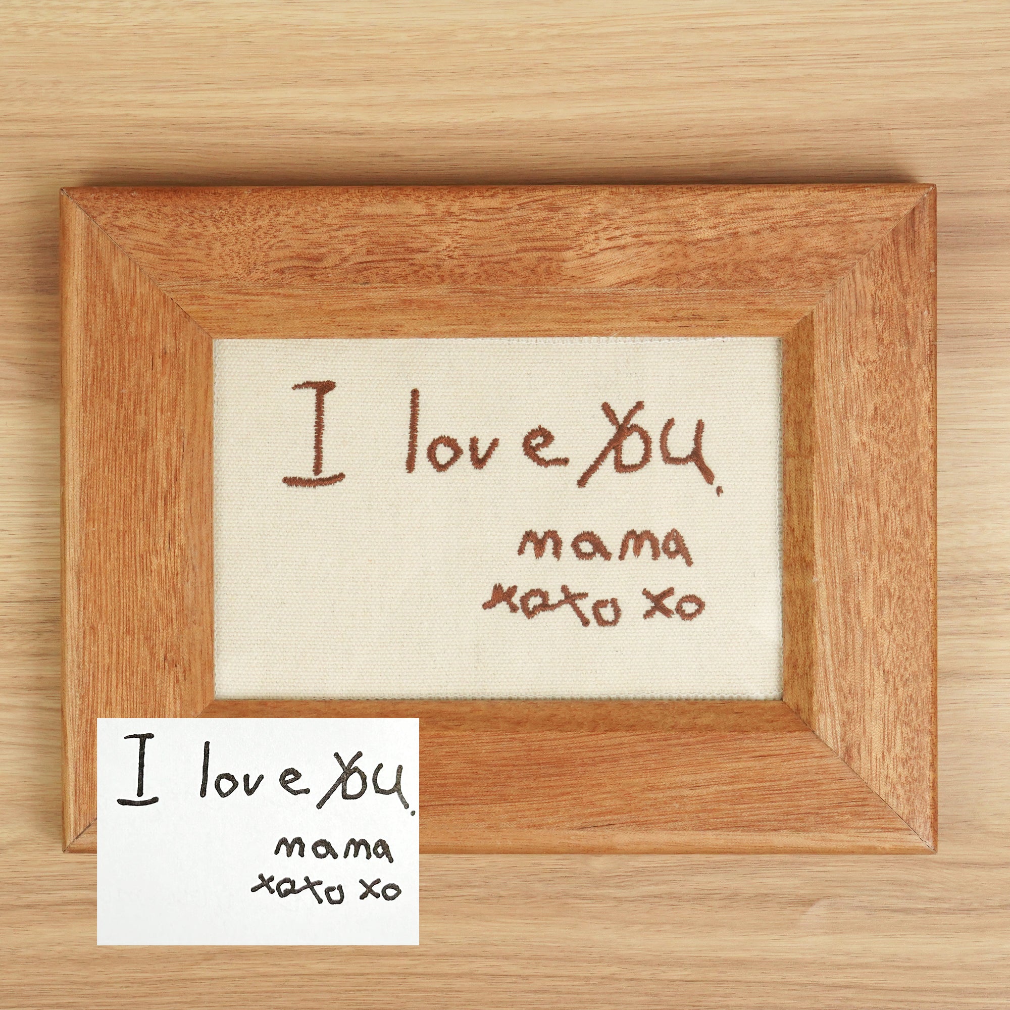 Personalized Handwriting Embroidery Wooden Keepsake Frame from Your Writing