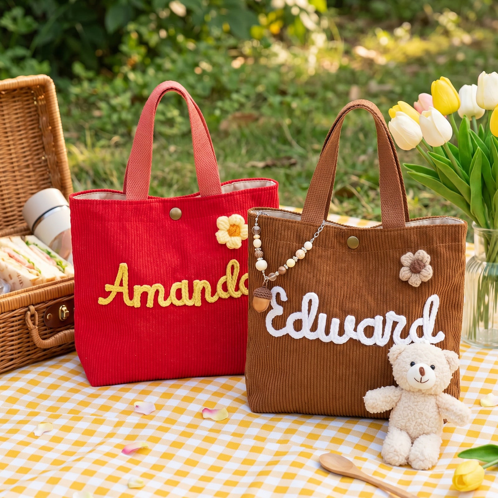 Personalized Kids Corduroy Tote Bag