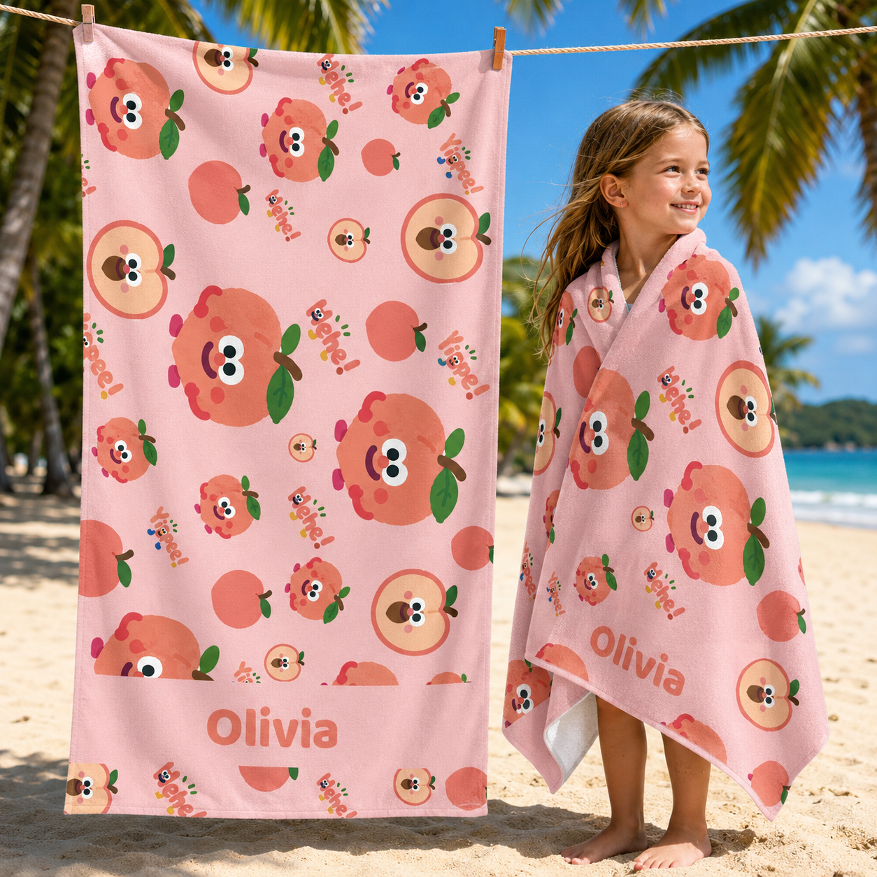 Personalized Kids’ Colorful Fruit Beach Towel