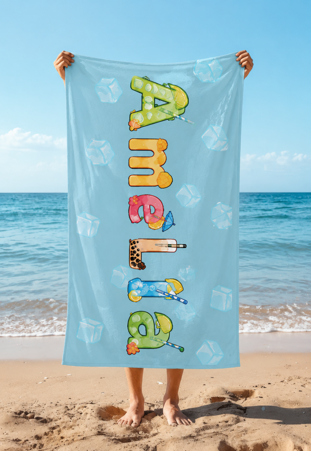 Personalized Kids’ Refreshing Drink Name Beach Towel