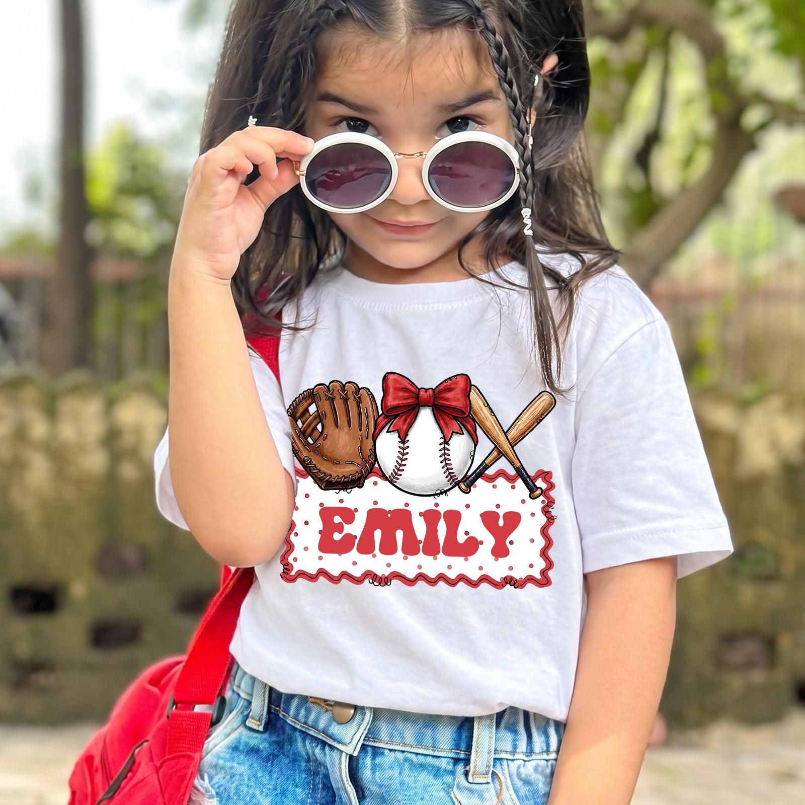 Personalized Girls Baseball T-shirt with Custom Name