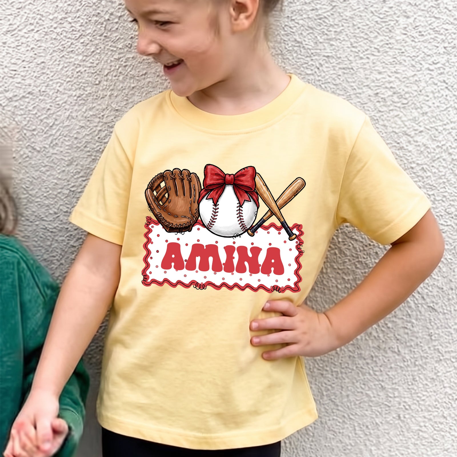 Personalized Girls Baseball T-shirt with Custom Name