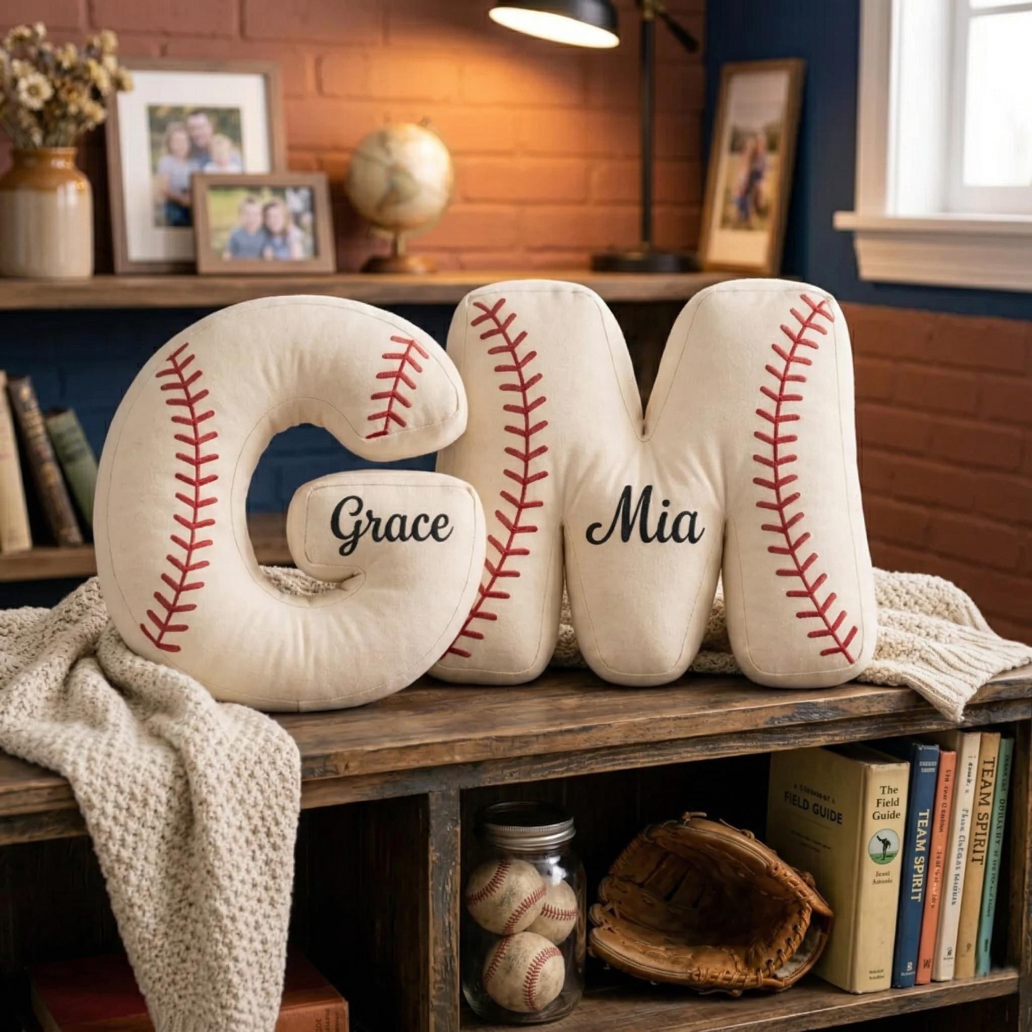 Personalized Kids Baseball Letter Pillow - Sokidsun