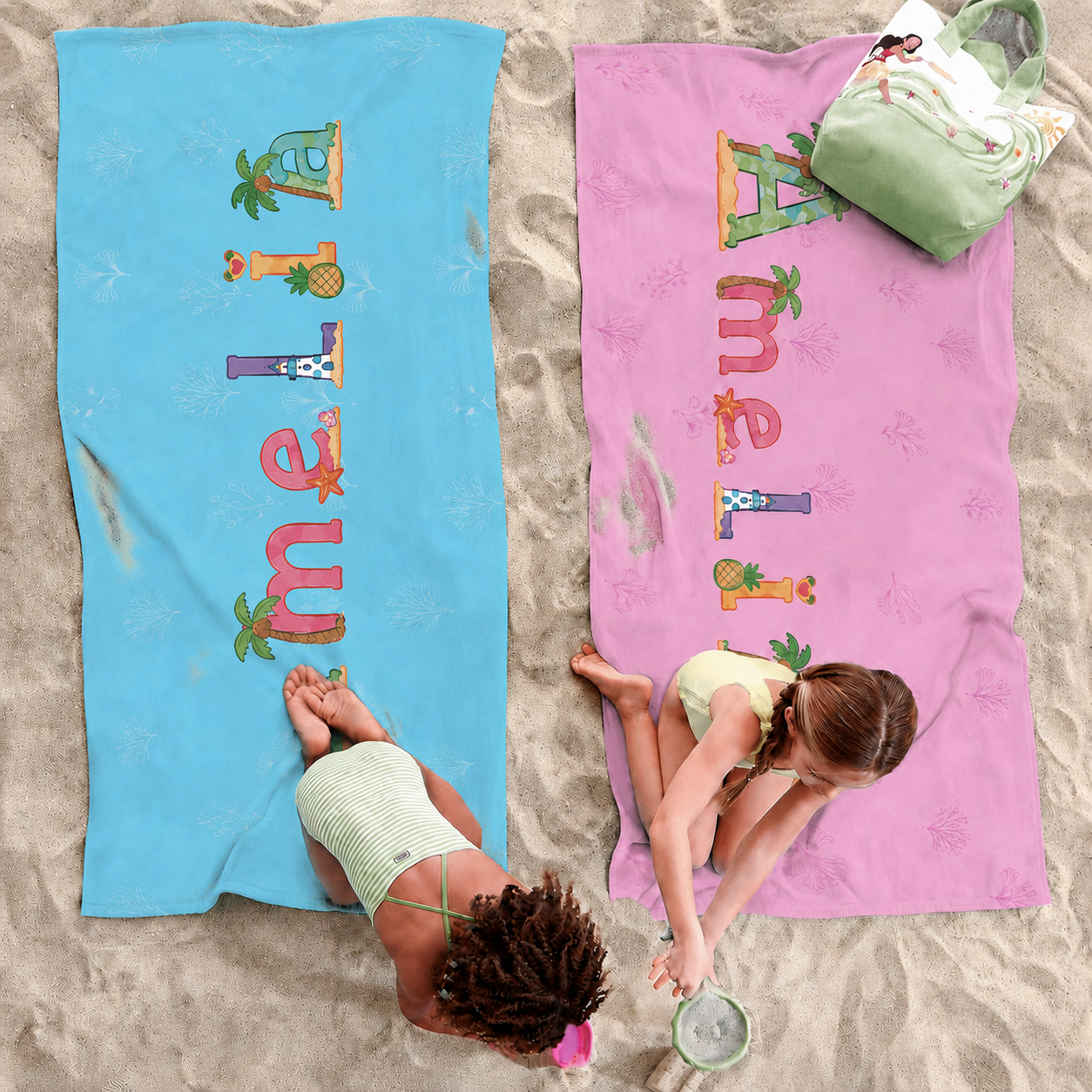 Personalized Kids’ Tropical Island Name Beach Towel
