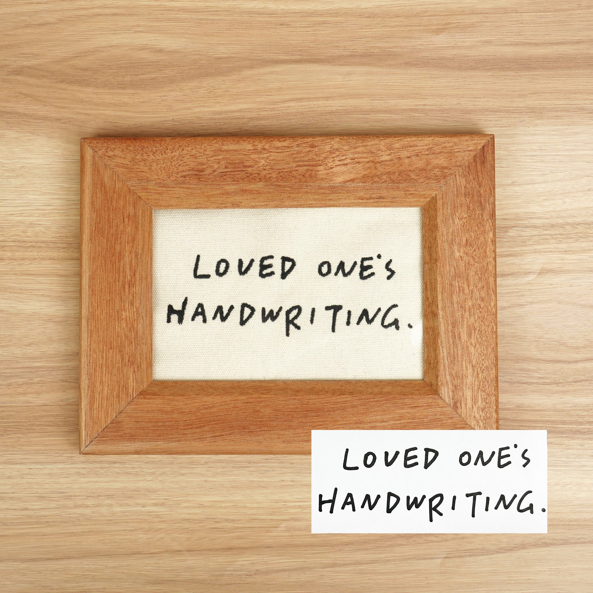 Personalized Handwriting Embroidery Wooden Keepsake Frame from Your Writing