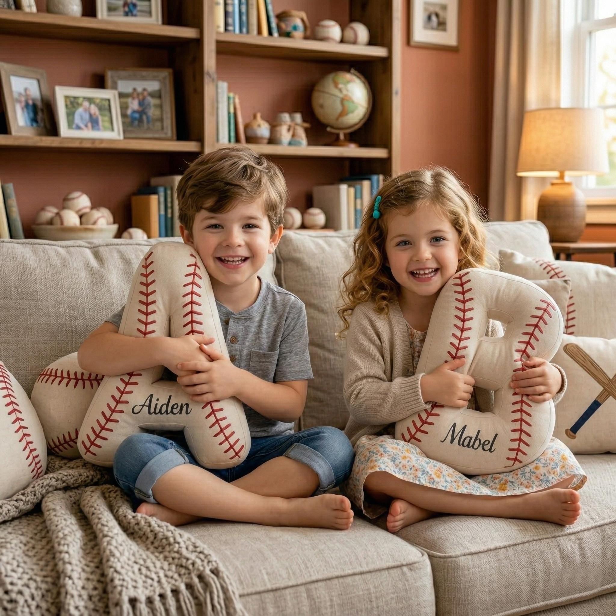 Personalized Kids Baseball Letter Pillow - Sokidsun