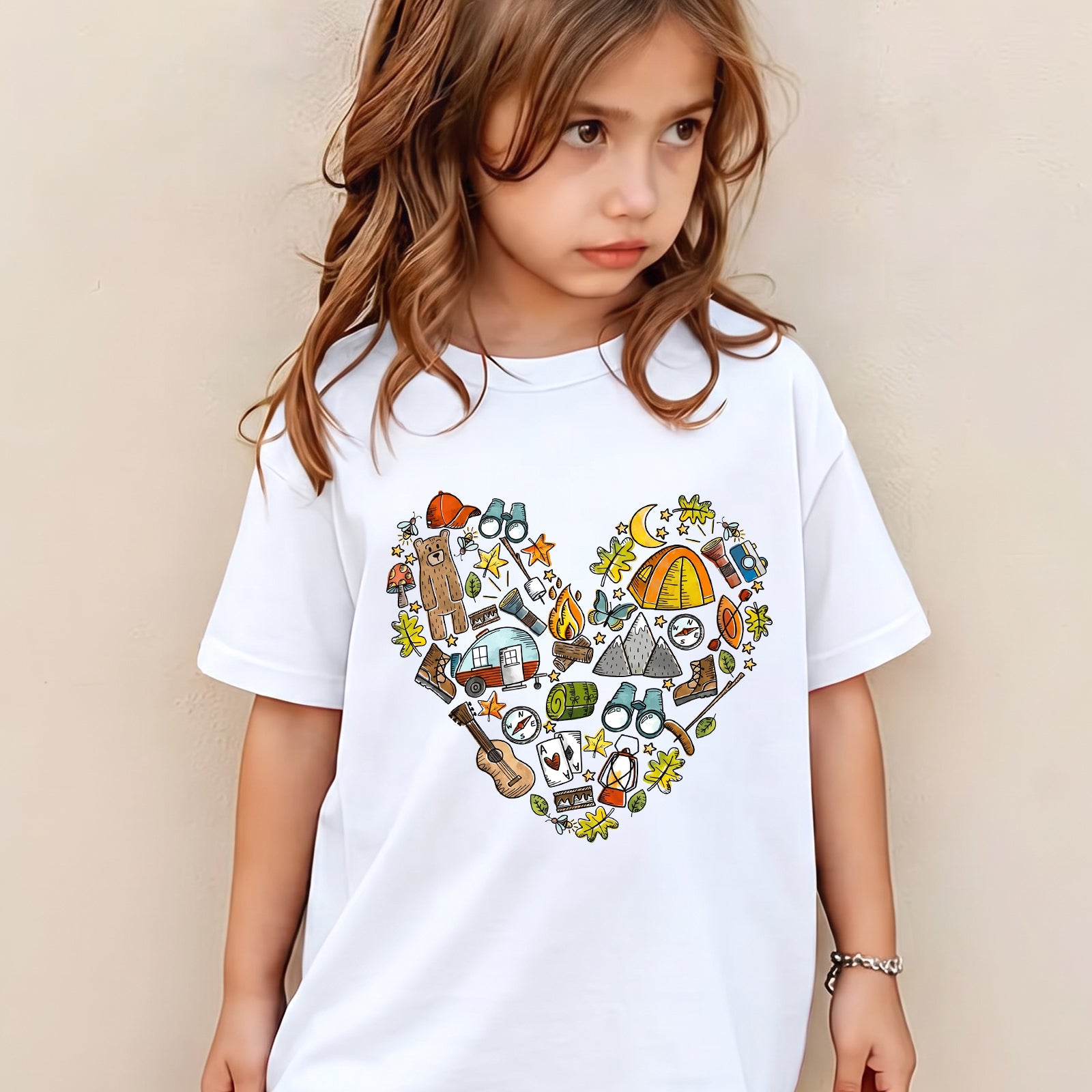 Personalized Kids Outdoor Explorer Heart Adventure Graphic T-shirt