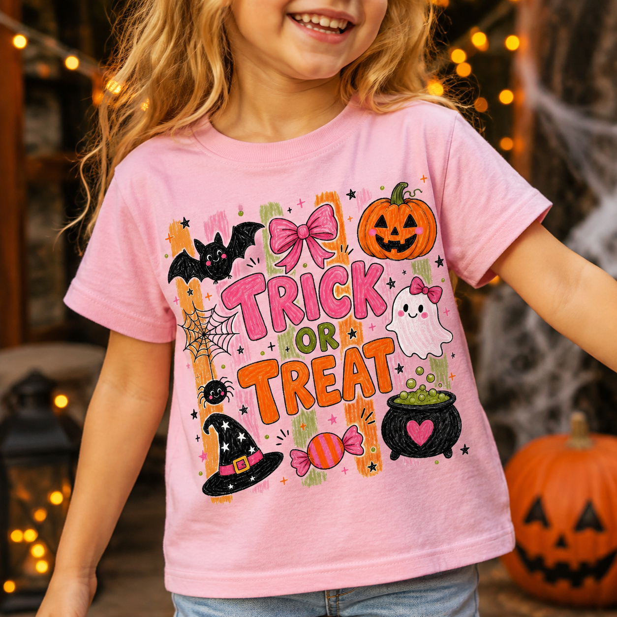 Personalized Kids Spooky Season Halloween Graphic T-Shirt