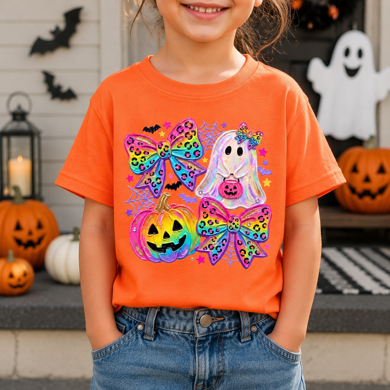 Personalized Kids Spooky Season Halloween Graphic T-Shirt