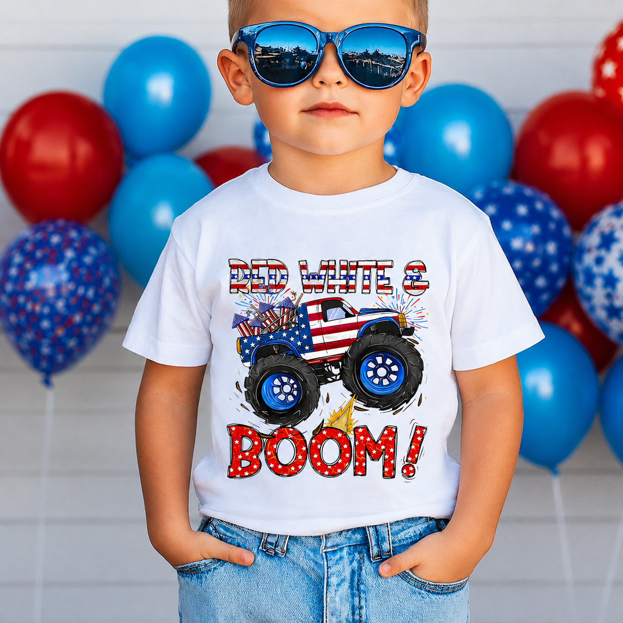America 250th Anniversary Monster Truck Kids T-Shirt