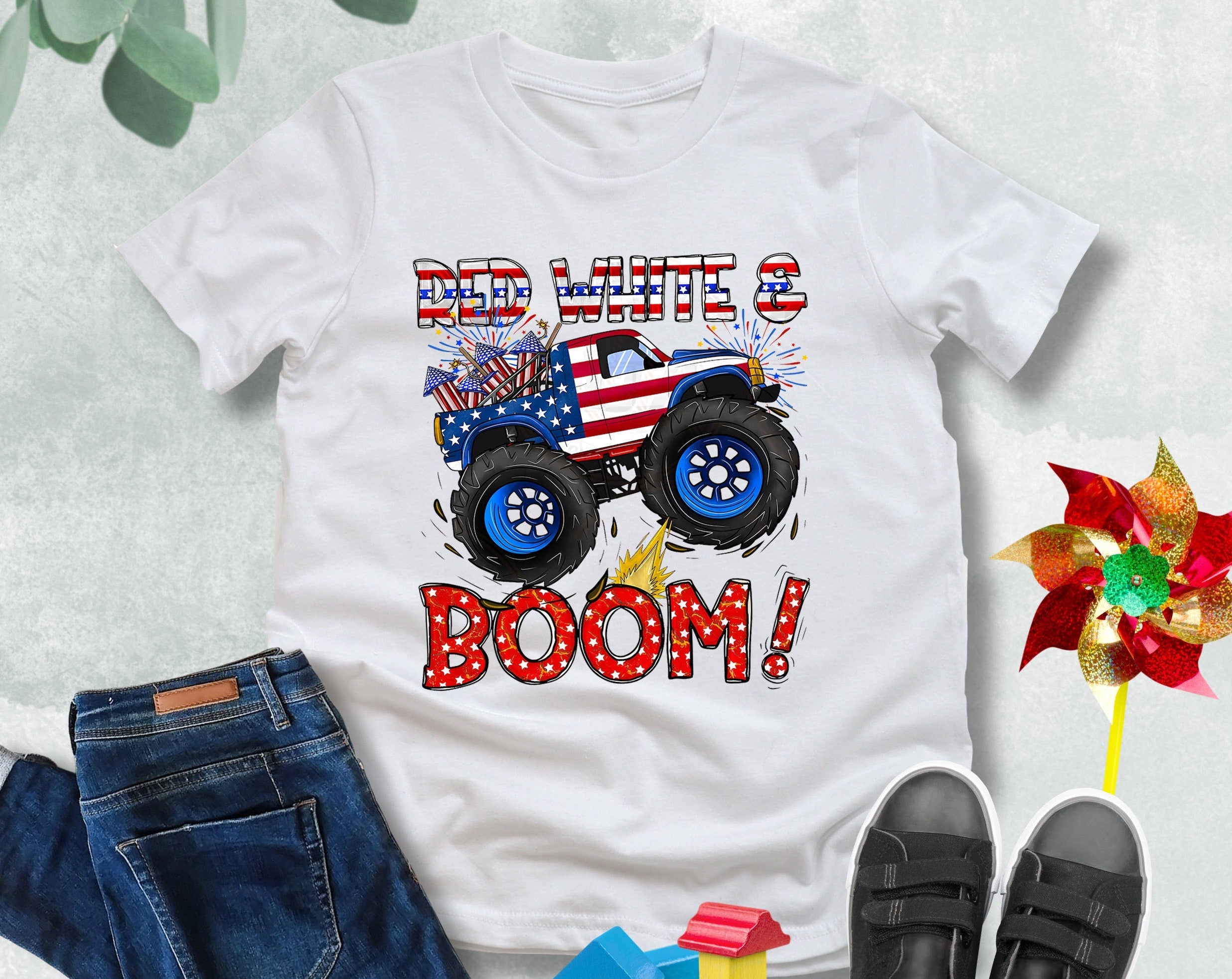 America 250th Anniversary Monster Truck Kids T-Shirt
