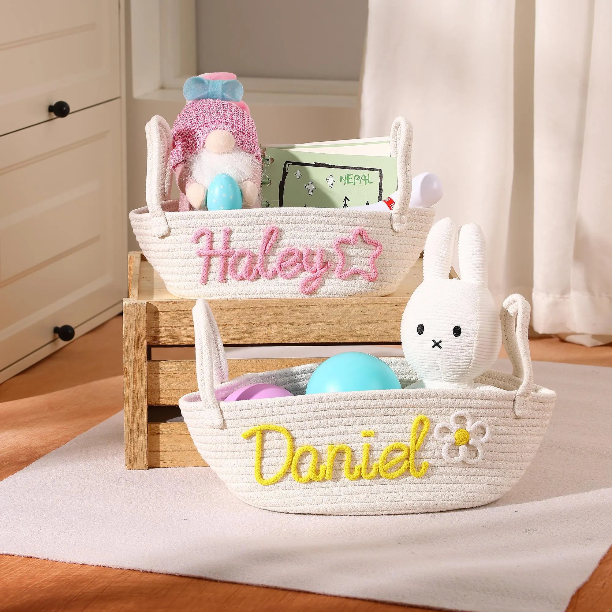 Personalized Cotton Rope Baby Gift Storage Basket - Sokidsun
