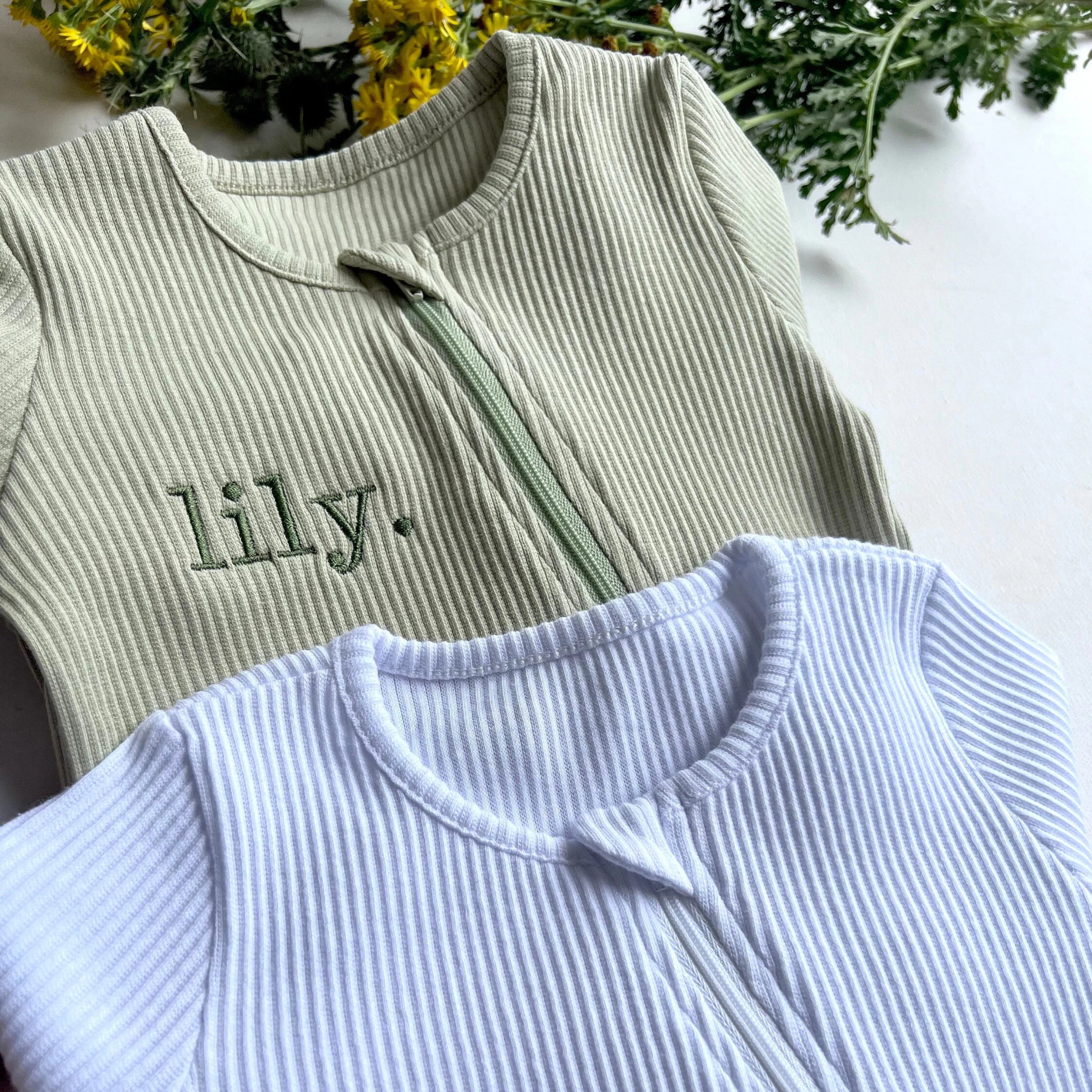 Personalized Baby Ribbed Zip Romper - Sokidsun