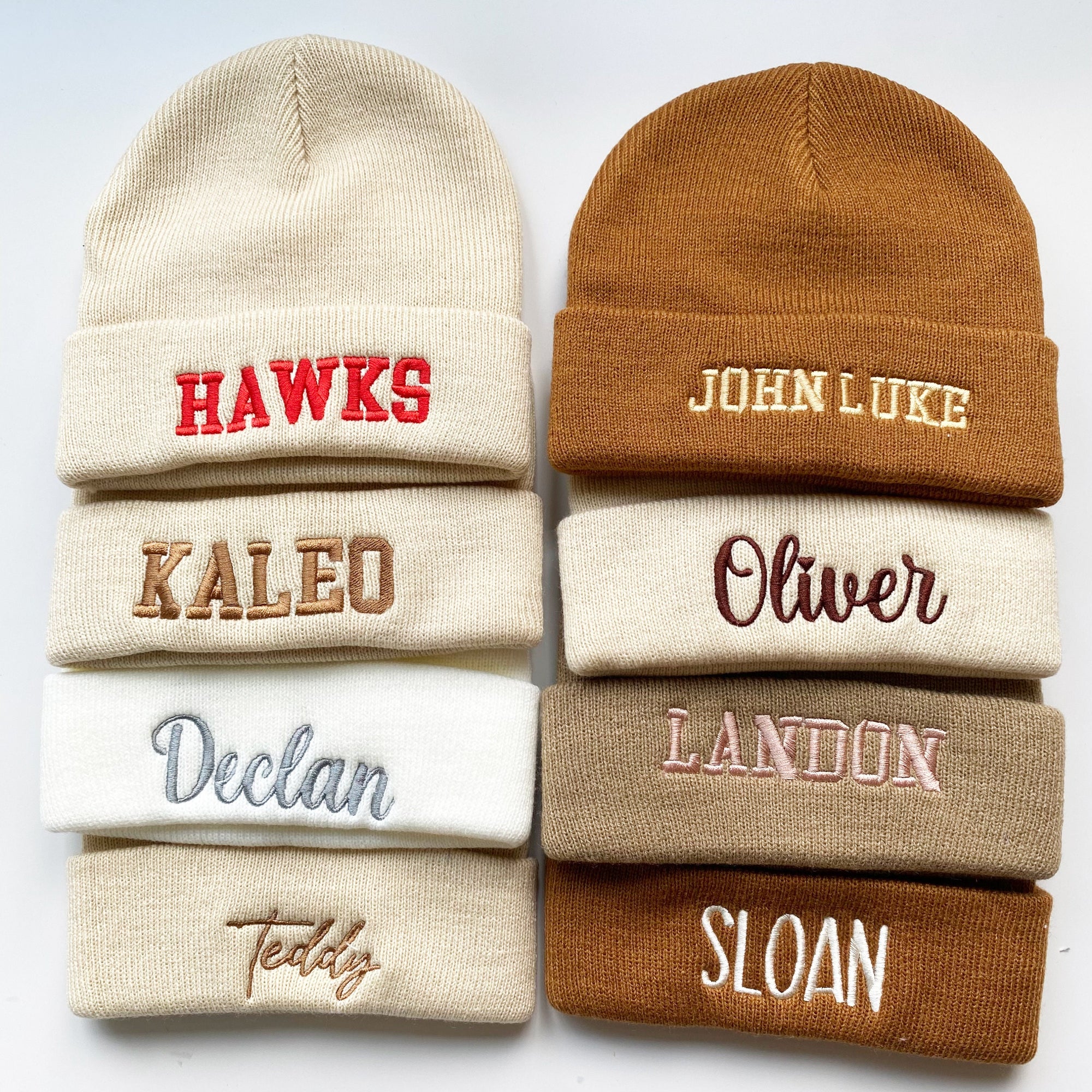 Personalized Embroidered Name Newborn Knit Beanie Hat
