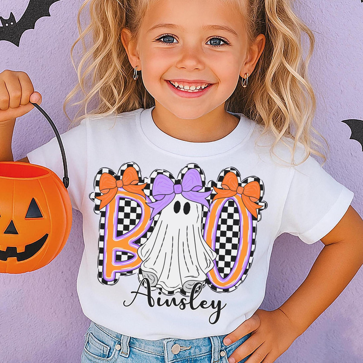 Personalized Kids Spooky Season Halloween Graphic T-Shirt