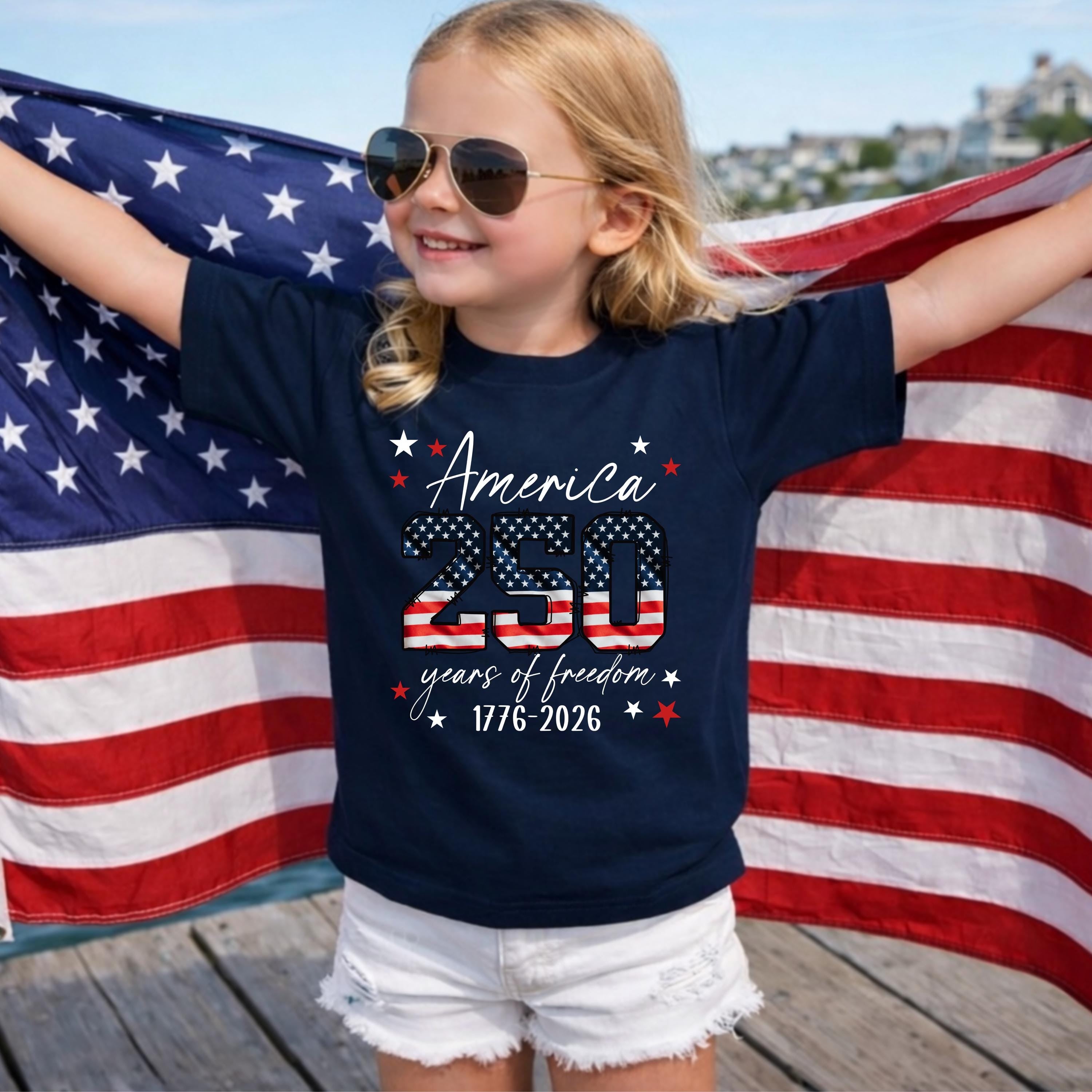 4th of July Kids Patriotic T-Shirt – America 250 Years of Freedom