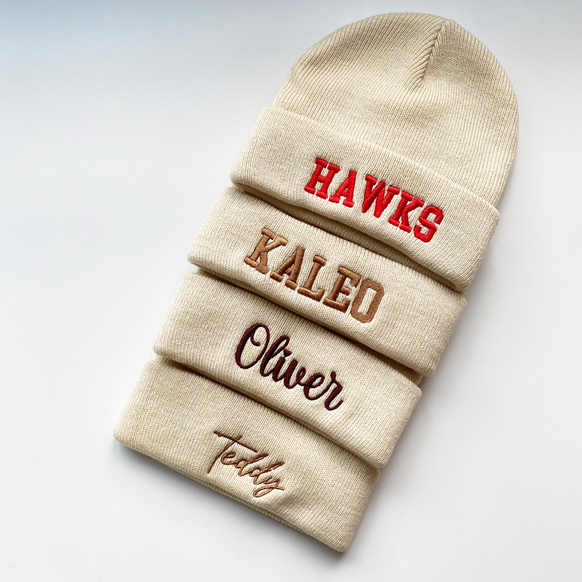 Personalized Embroidered Name Newborn Knit Beanie Hat