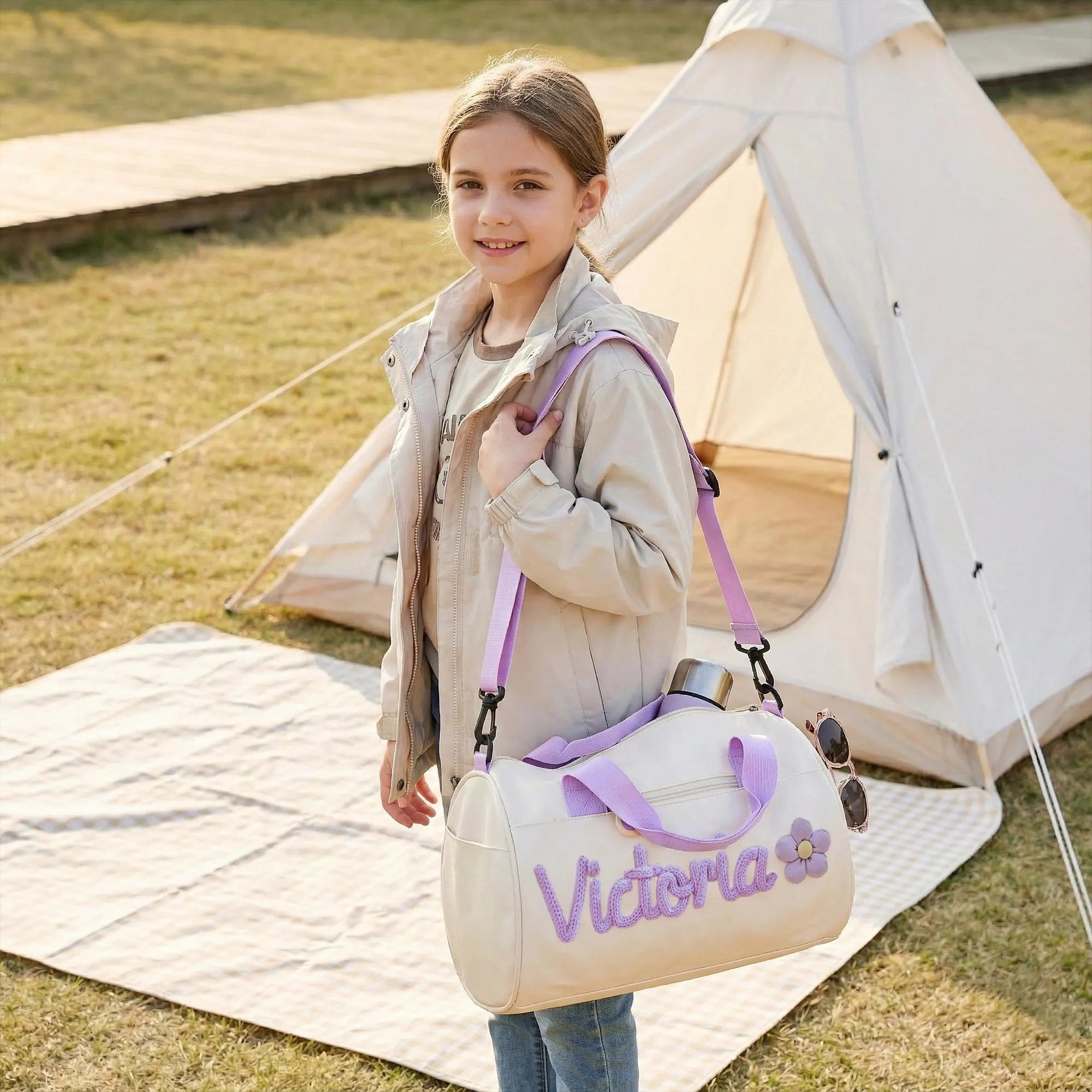 Personalized Kids Canvas Travel Duffle Bag - Sokidsun