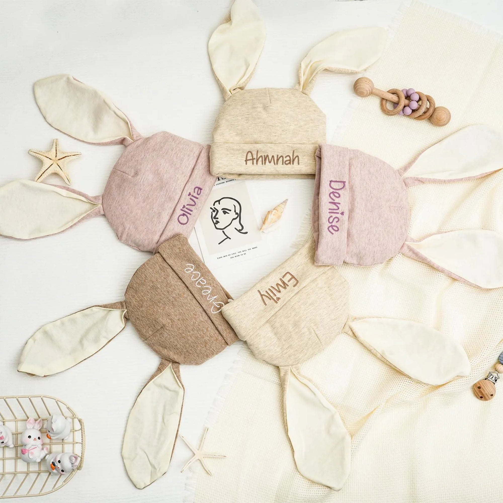 Personalized Bunny Ears Baby Beanie Hat