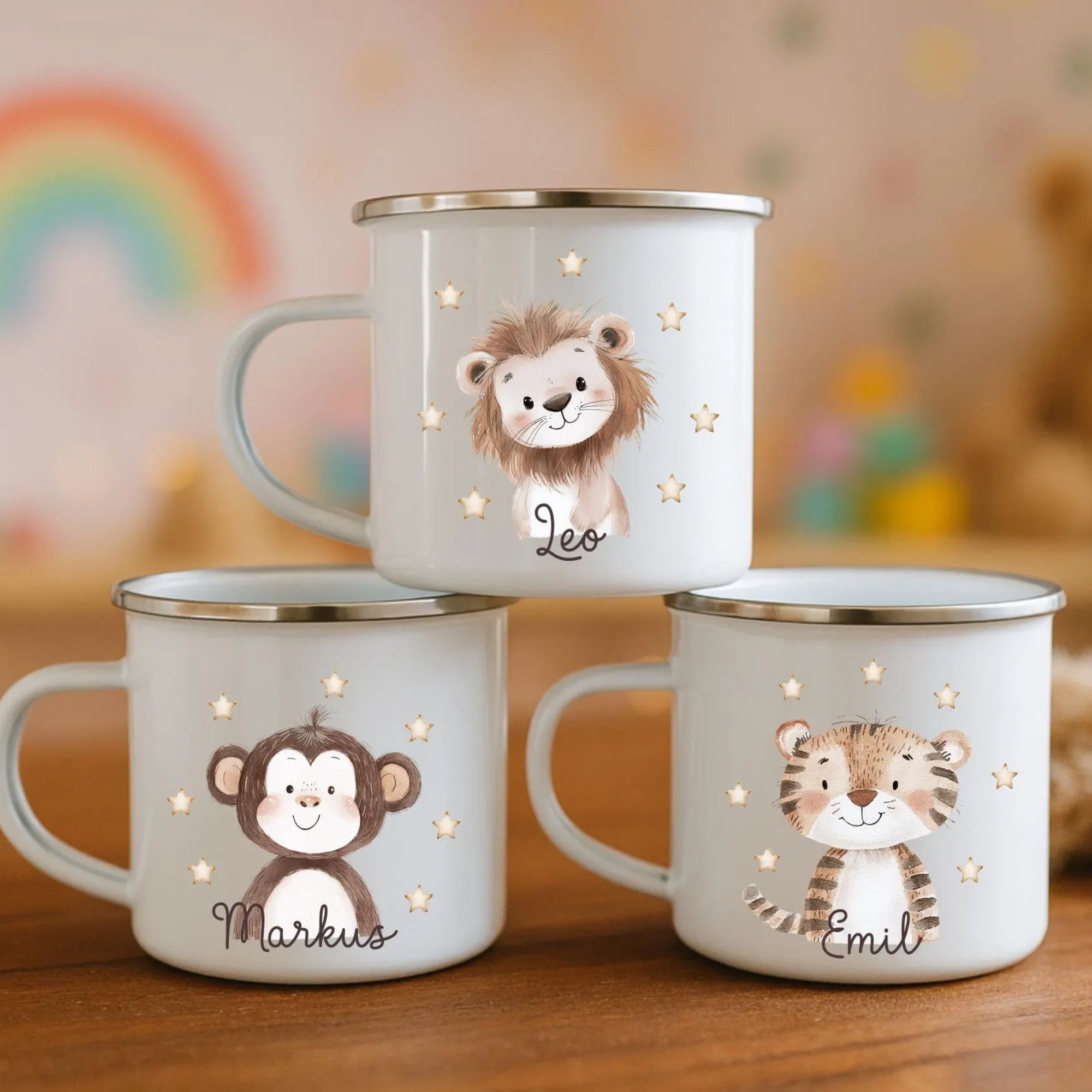 Personalized Kids Safari Animal Enamel Mug - Sokidsun