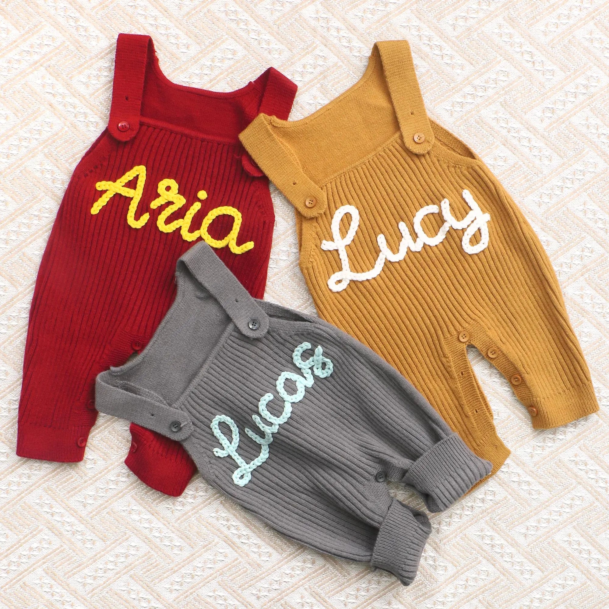 Personalized Baby Knit Dungaree Romper - Sokidsun