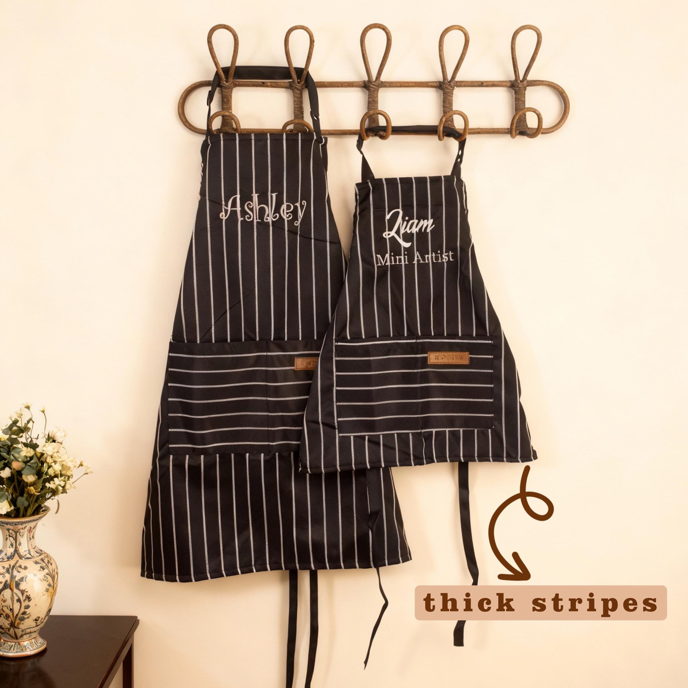 Personalized Embroidered Striped Kitchen Apron - Sokidsun
