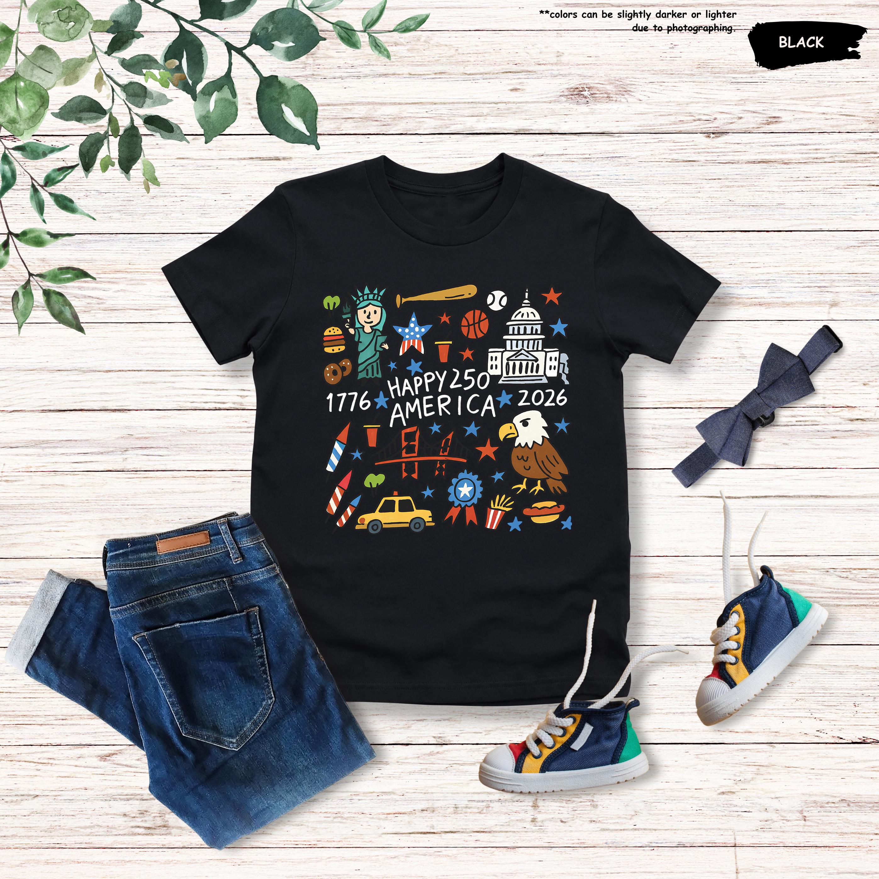 Kids 250th America 1776-2026 Celebration T-Shirt