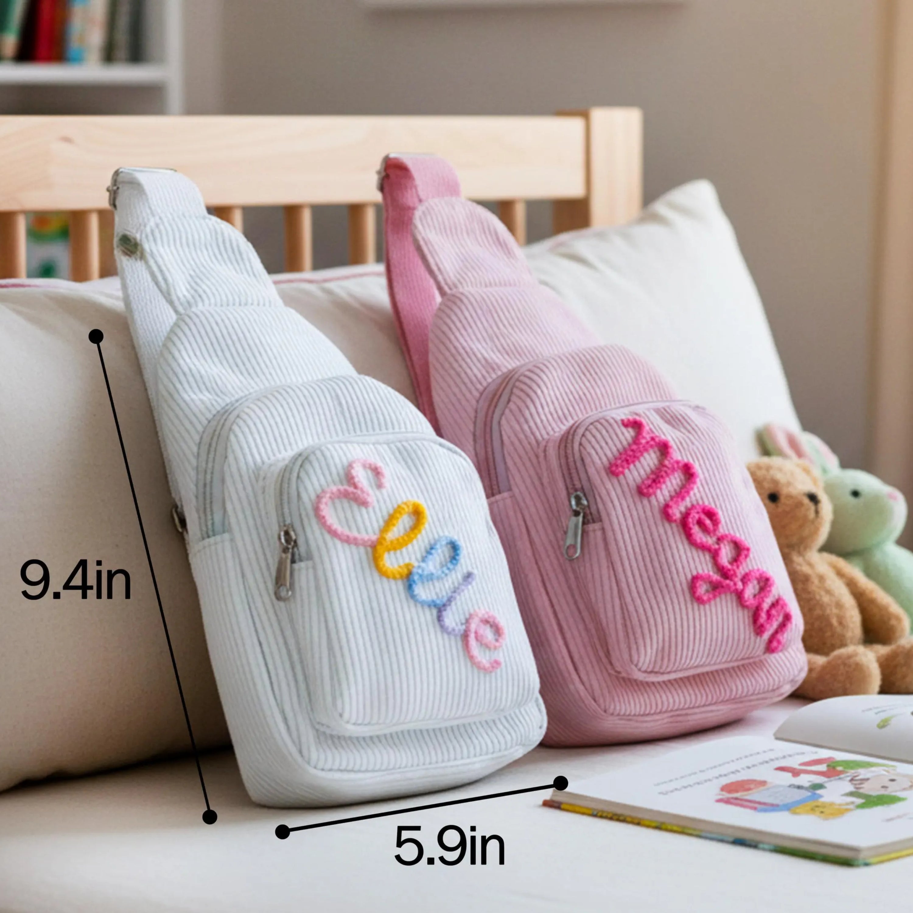Personalized Kids Corduroy Sling Backpack - Sokidsun