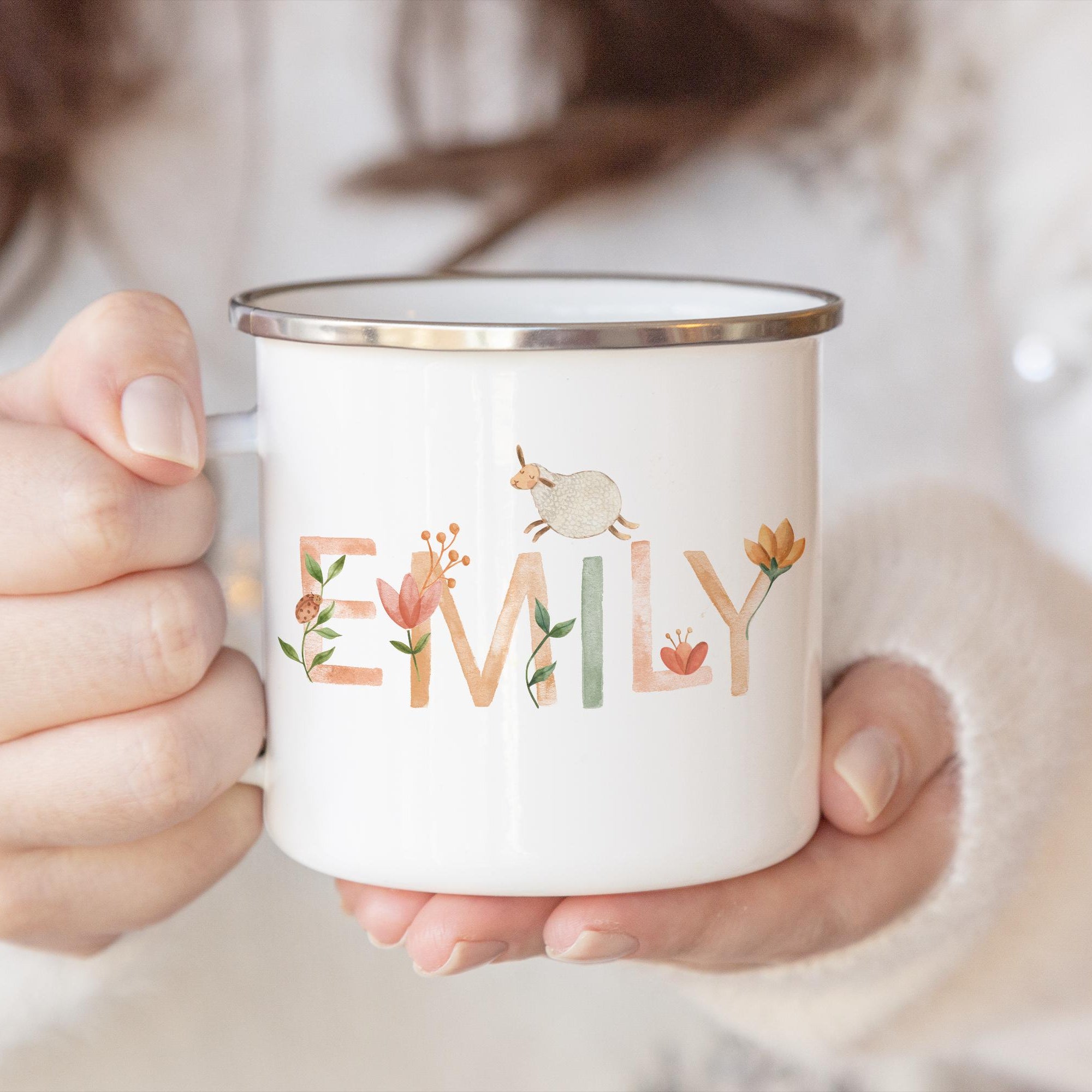 Personalized Kids Animal Alphabet Enamel Mug