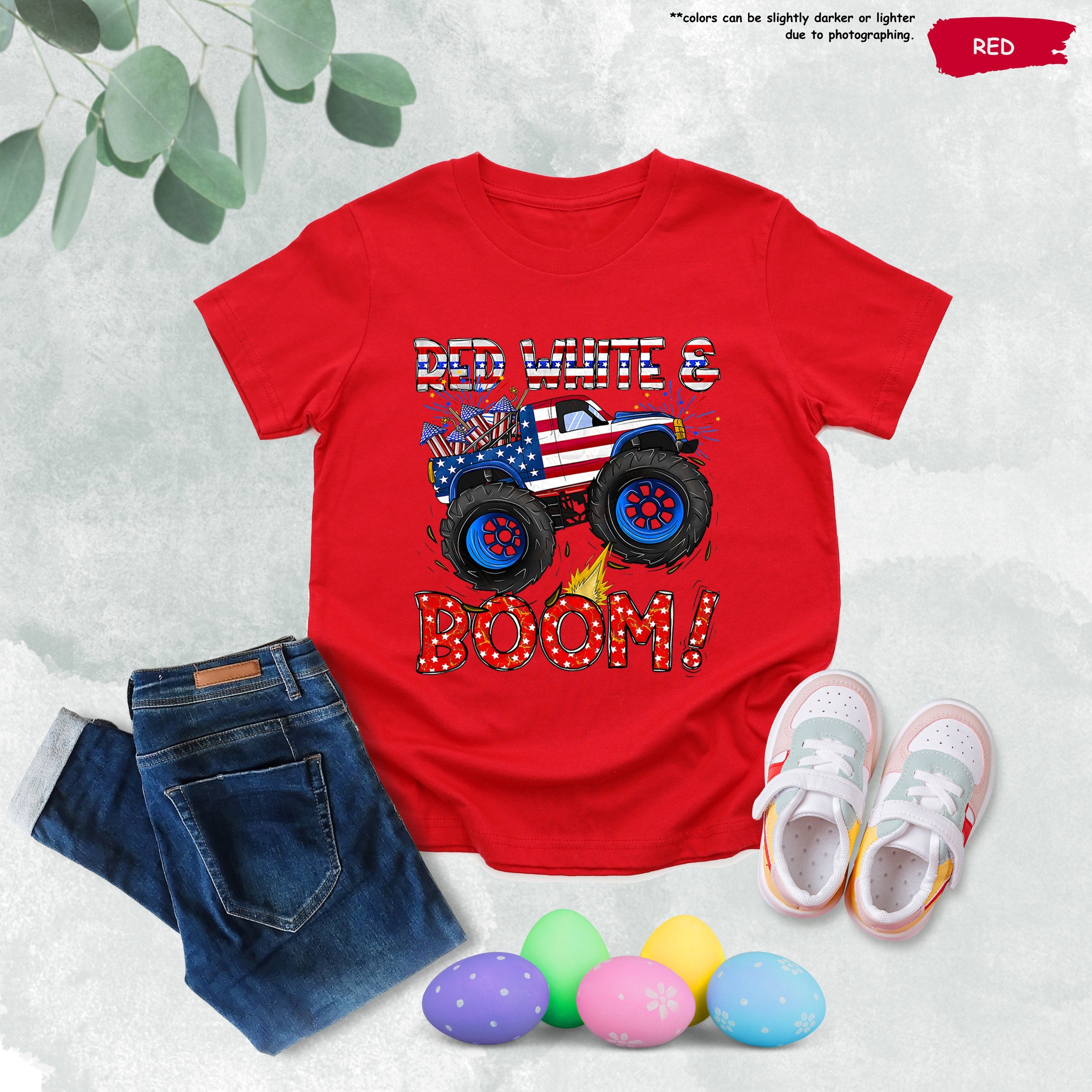 America 250th Anniversary Monster Truck Kids T-Shirt