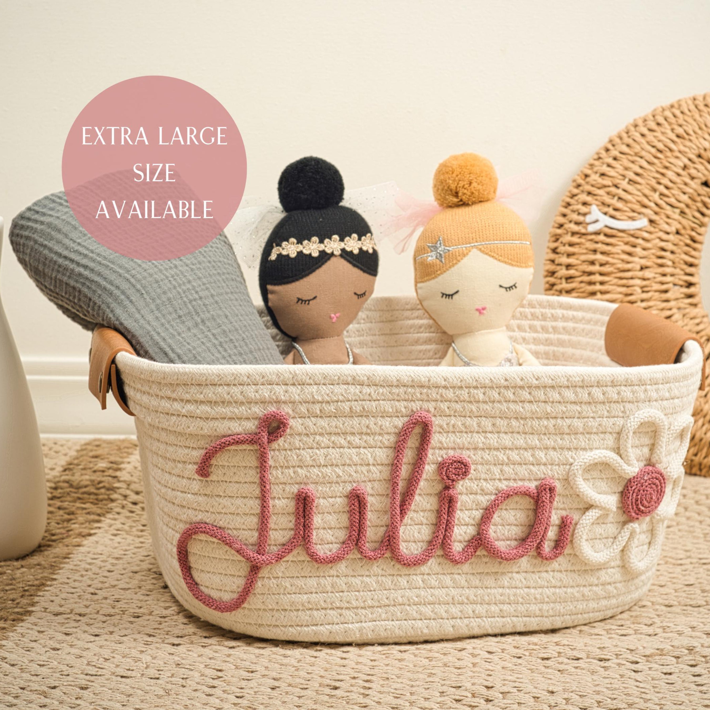 Personalized Large Cotton Rope Baby Storage Basket - Sokidsun