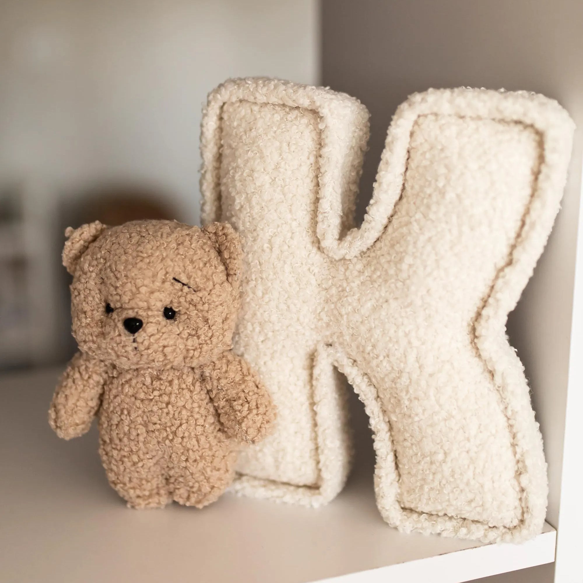 Personalized Kids Bouclé Letter Bear Pillow - Sokidsun