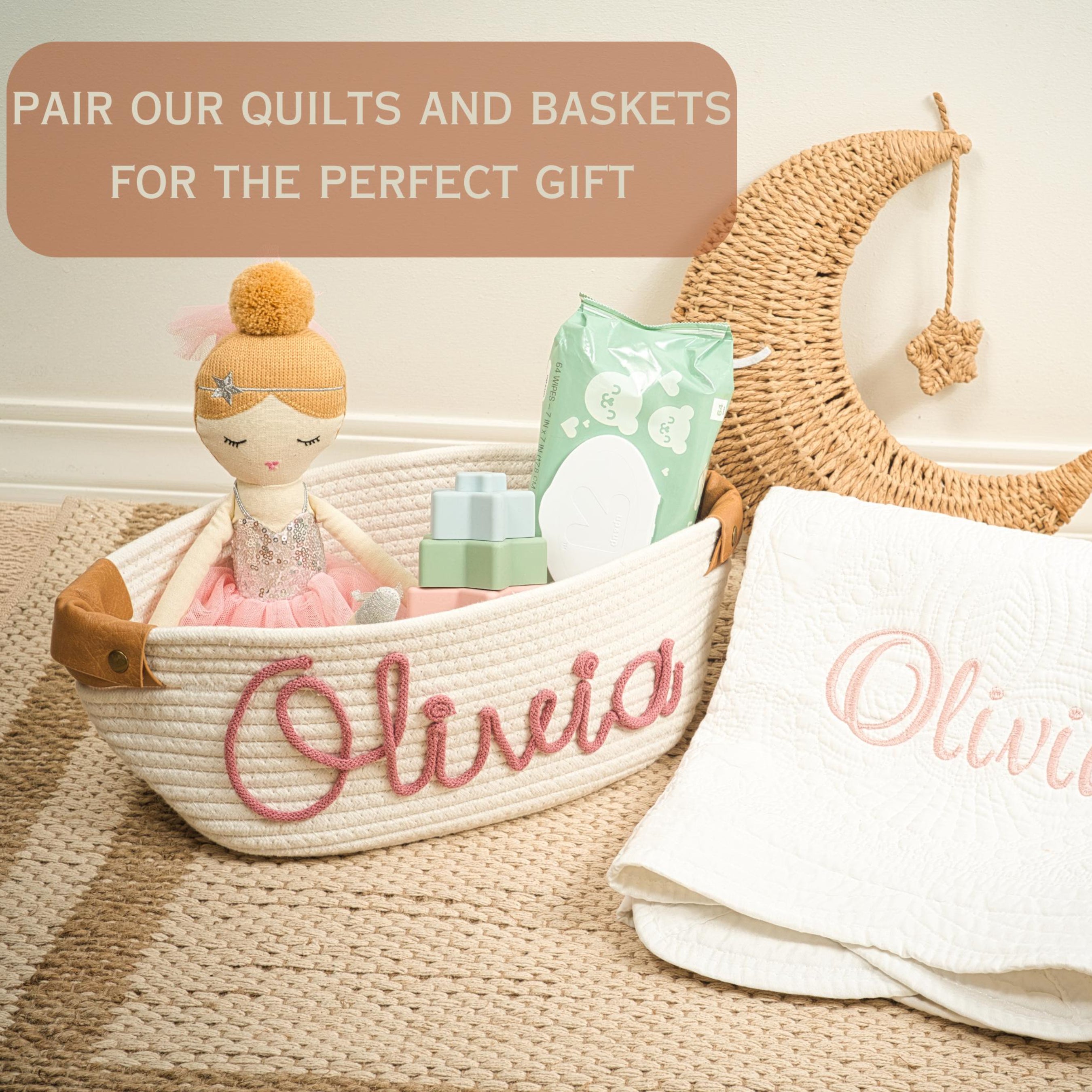 Personalized Large Cotton Rope Baby Storage Basket - Sokidsun
