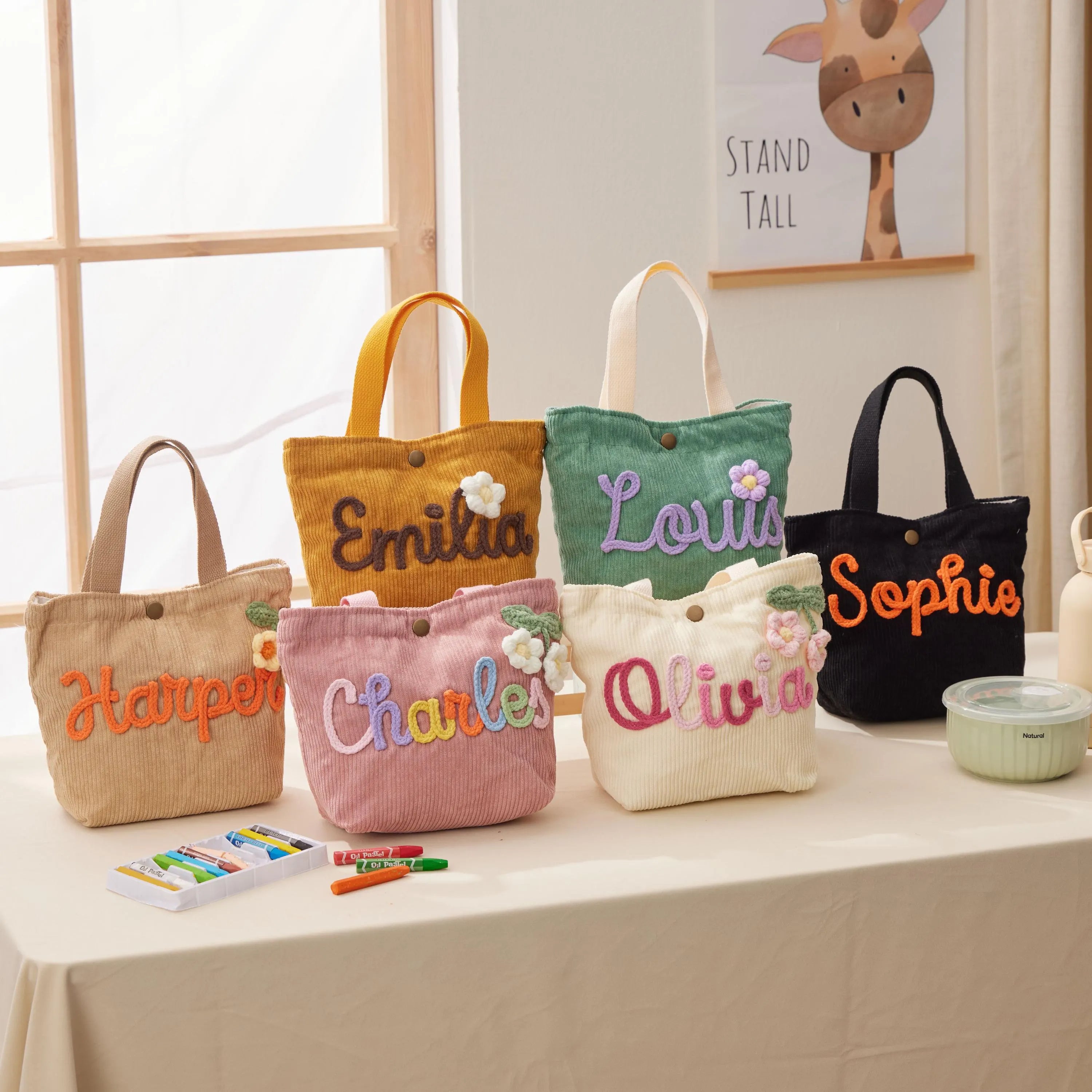 Personalized Kids Corduroy Tote Bag - Sokidsun