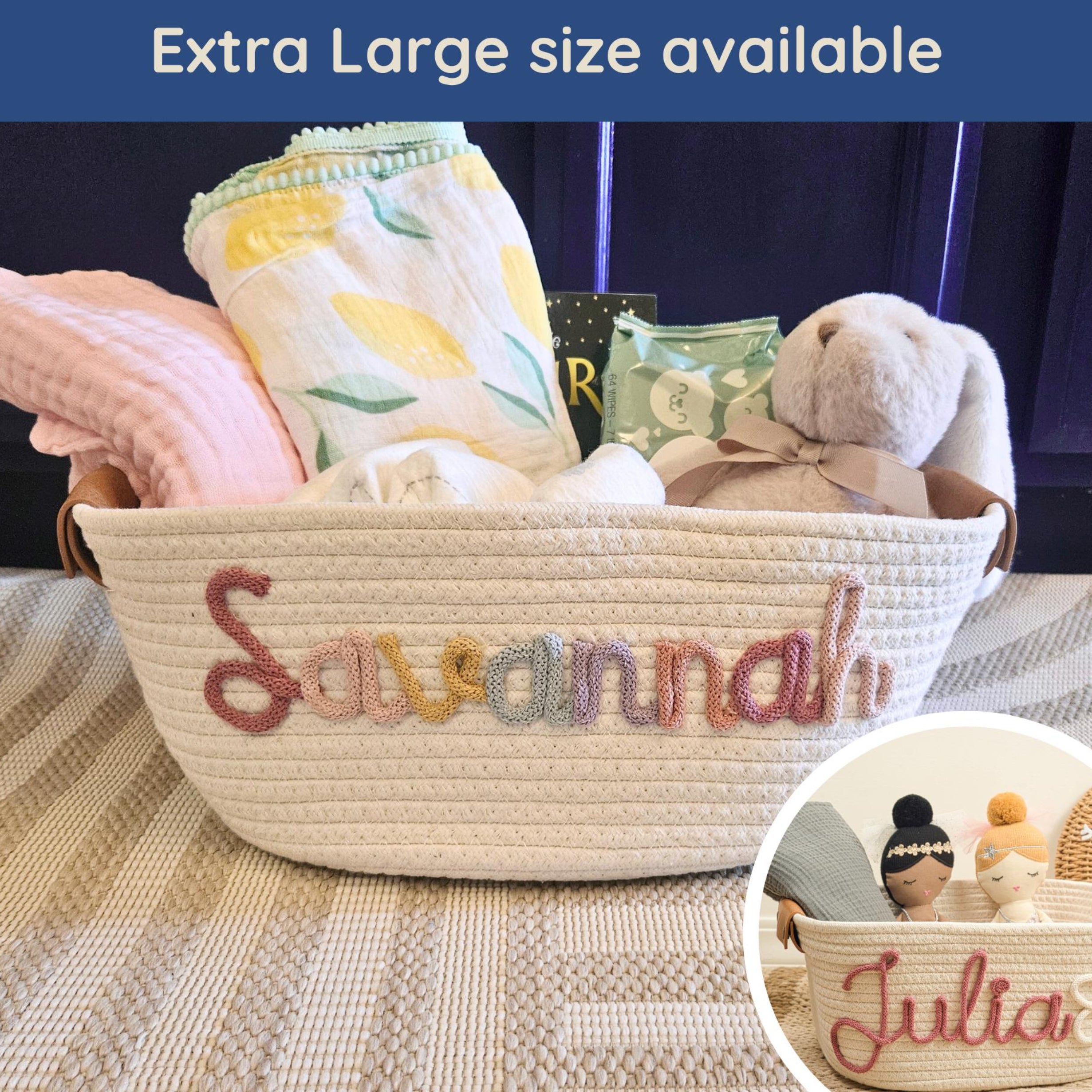 Personalized Large Cotton Rope Baby Storage Basket - Sokidsun