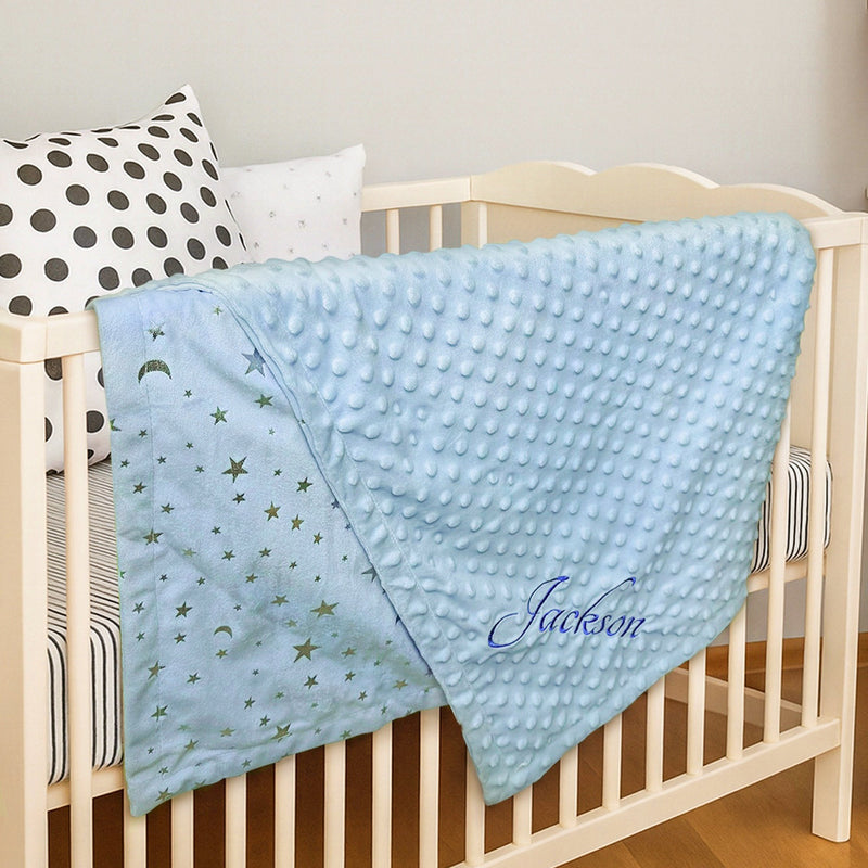 Personalized Baby Minky Dot Blanket with Name