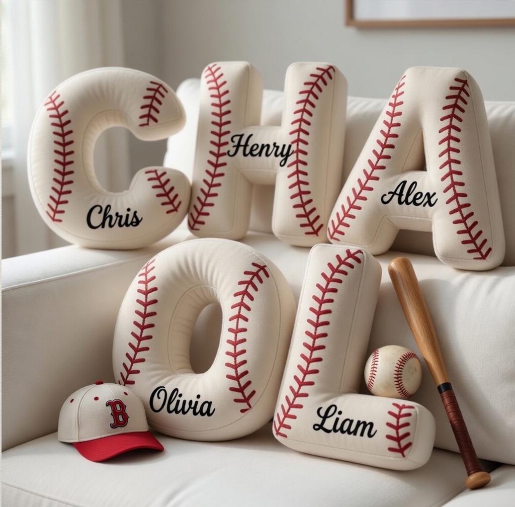 Personalized Kids Baseball Letter Pillow - Sokidsun