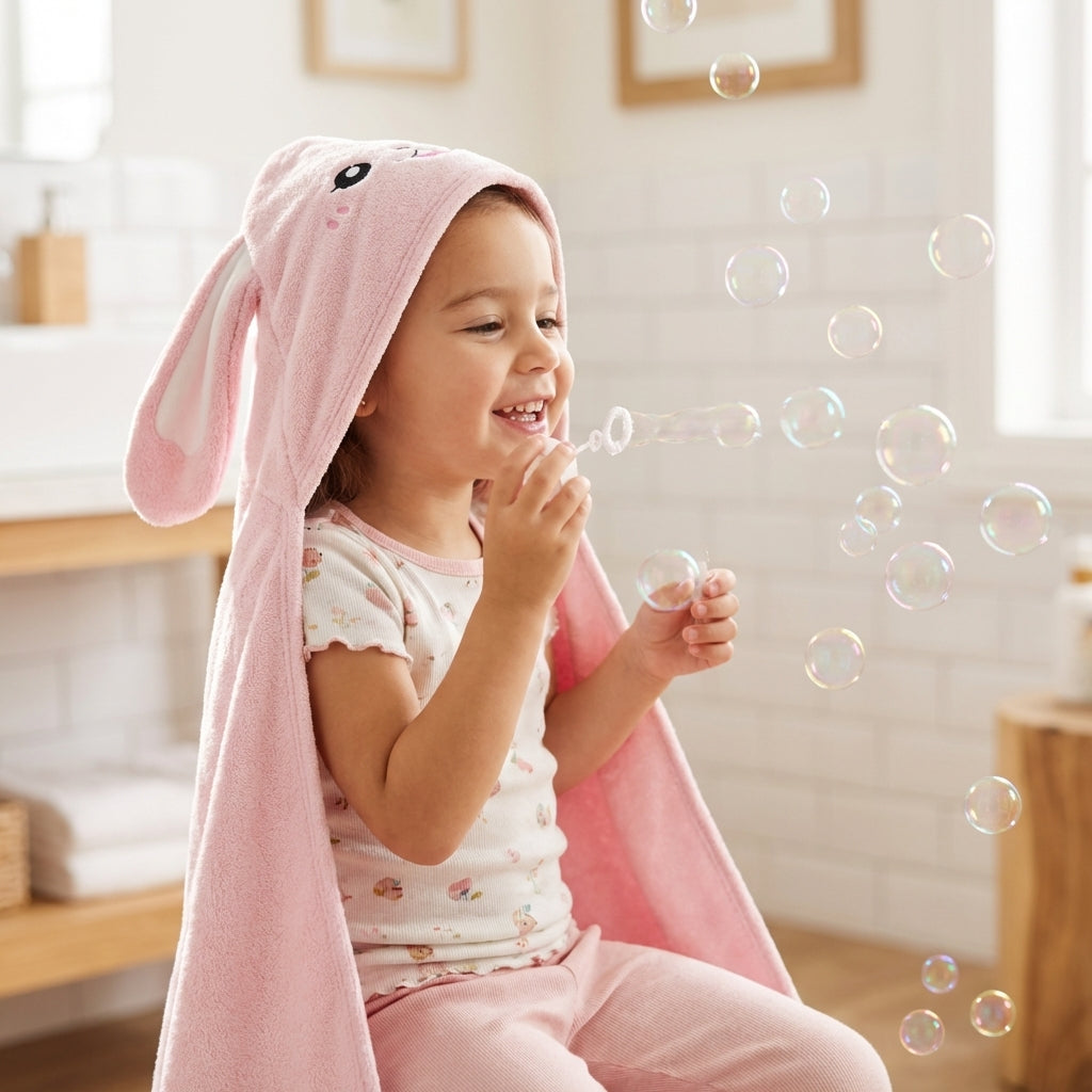 Personalized Bunny Hooded Bath Towel with Name