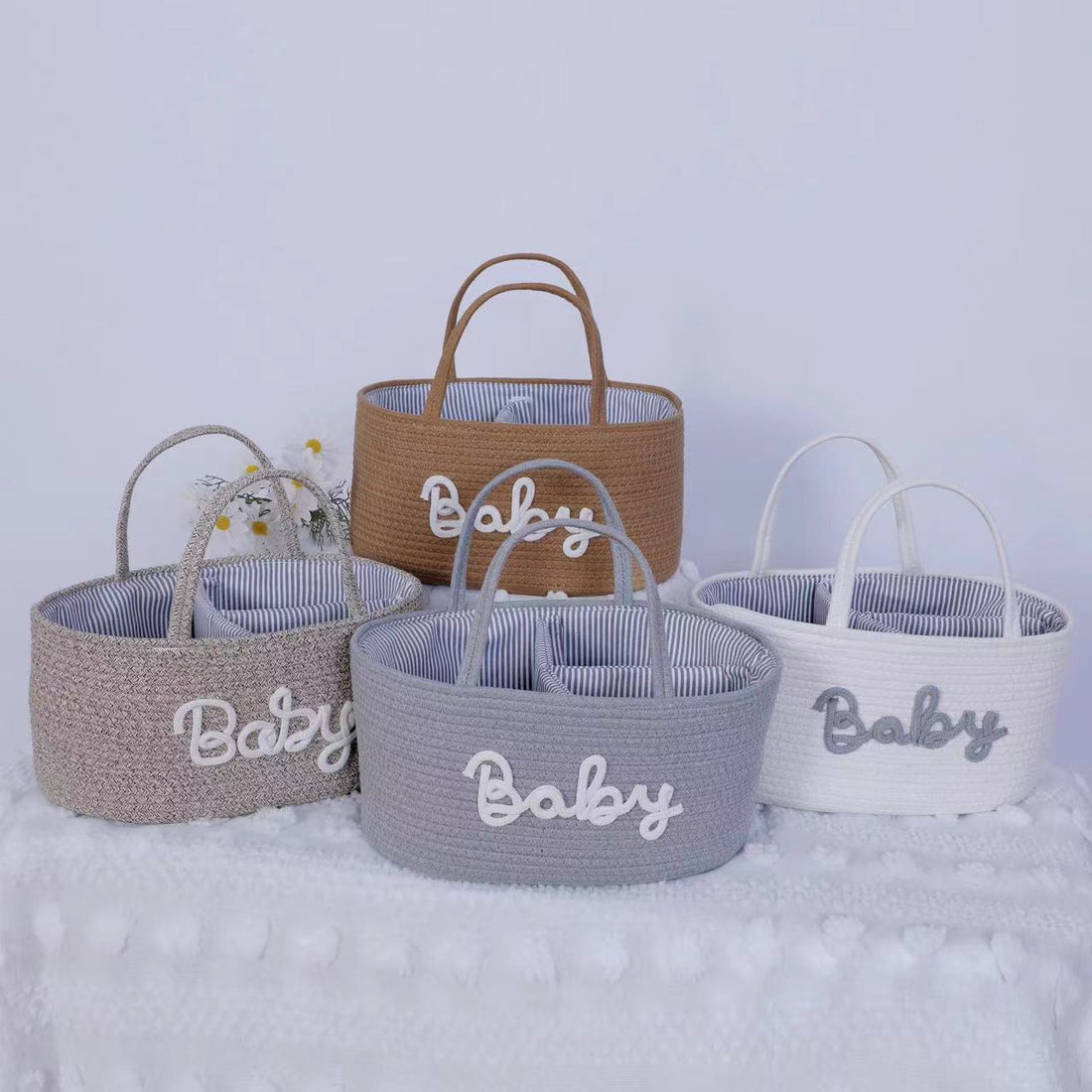 Personalized Letter Style Cotton Rope Woven Storage Basket - Sokidsun