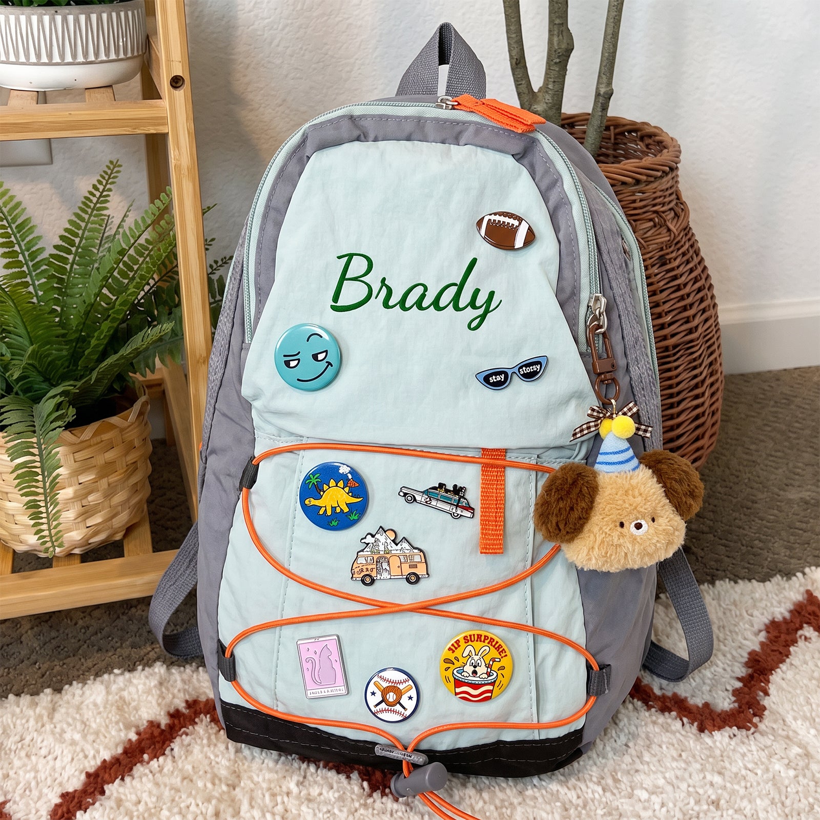 Personalized Embroidered Name Hiking Backpack with Decorative Badges