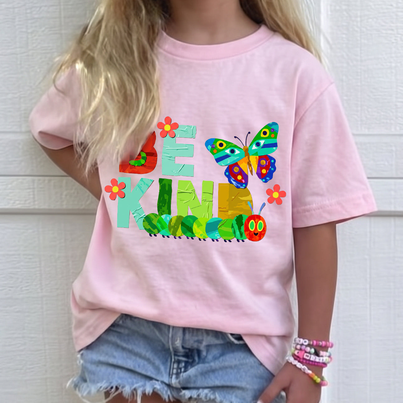 Personalized Kids Be Kind Graphic Tee Butterfly Growth Theme T-shirt