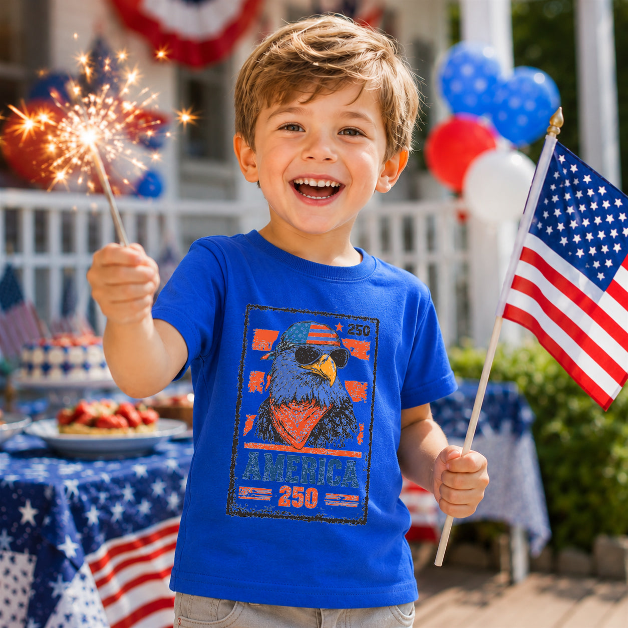 Patriotic American Eagle 4th of July T-Shirt for Kids