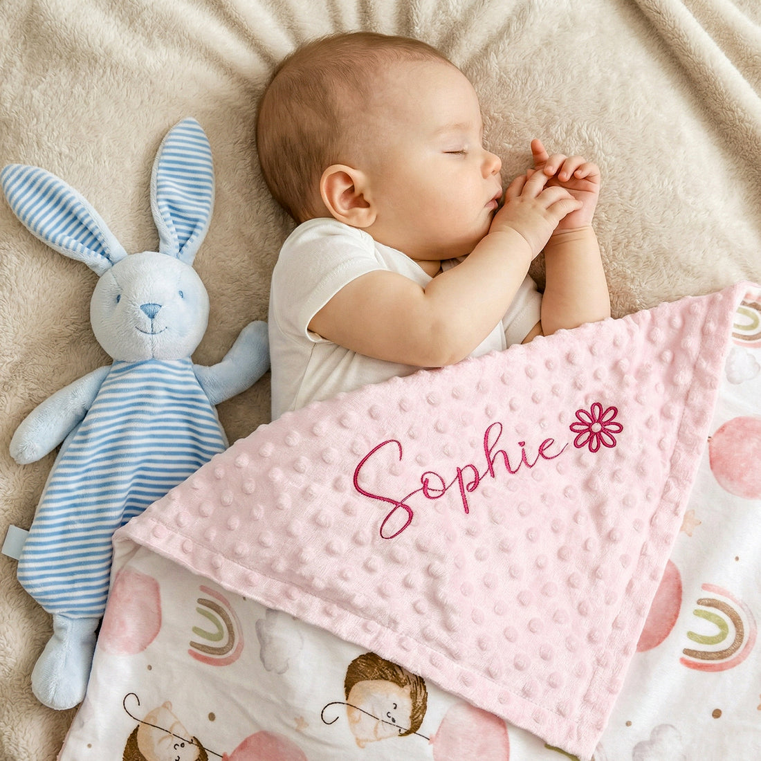 Personalized Baby Minky Dot Blanket with Name