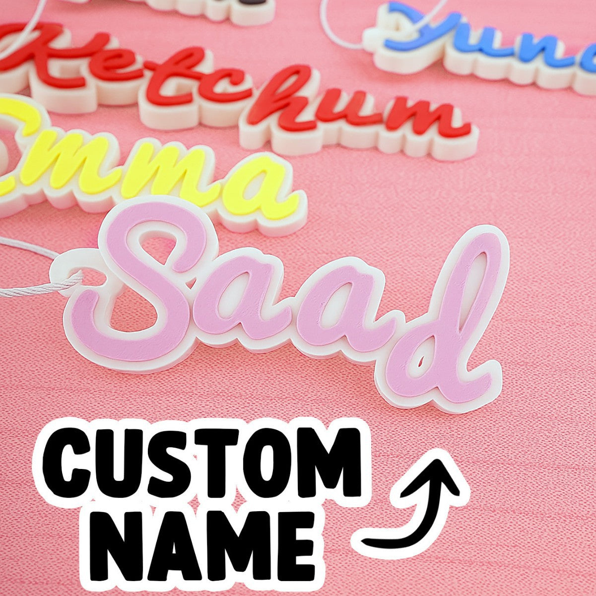 Personalized Script Name Keychain Tag with Custom Lettering