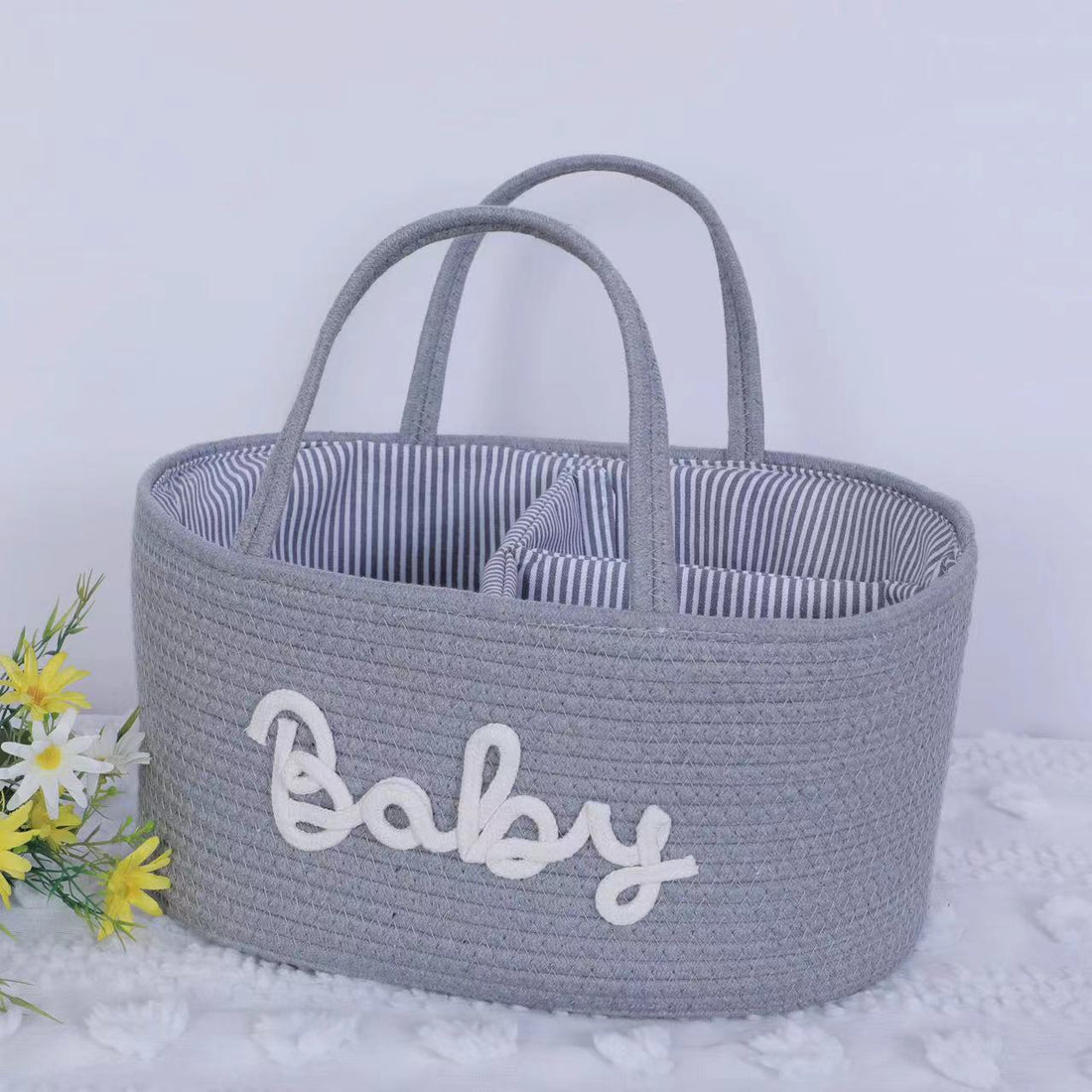Personalized Letter Style Cotton Rope Woven Storage Basket - Sokidsun